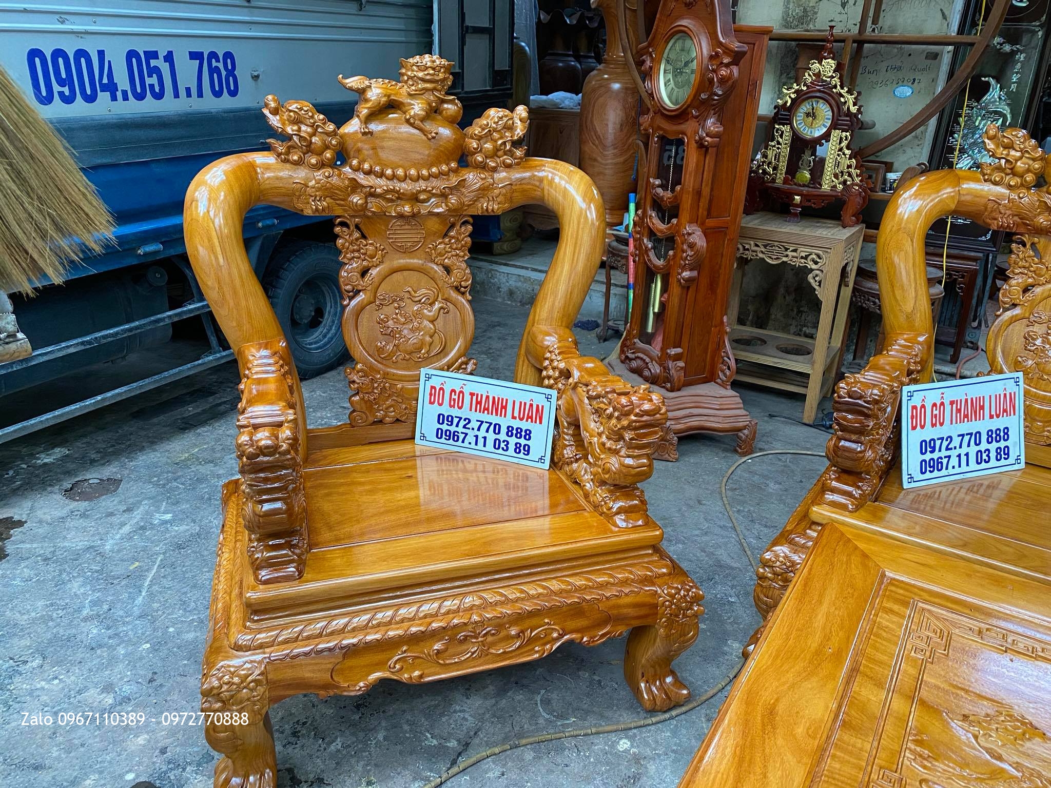 Bộ Ghế Minh Quốc Nghê Gỗ Gõ Đỏ Anh Cường Nam Sơn Hải Phòng: