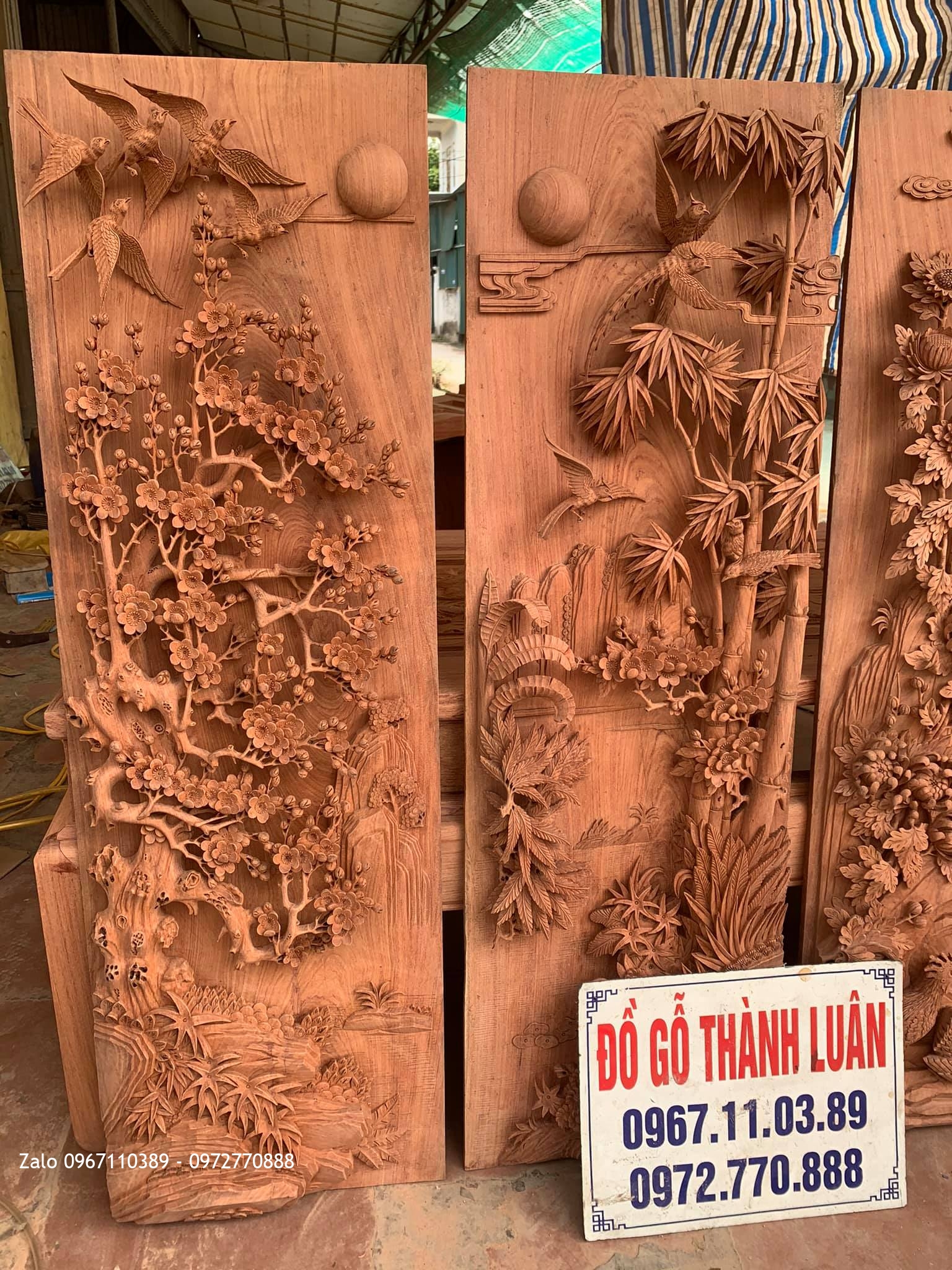 Bộ Tranh Tứ Quý Gỗ Hương Đá Siêu Khủng Do Nghệ Nhân Gốc Nghề Chế Tác,