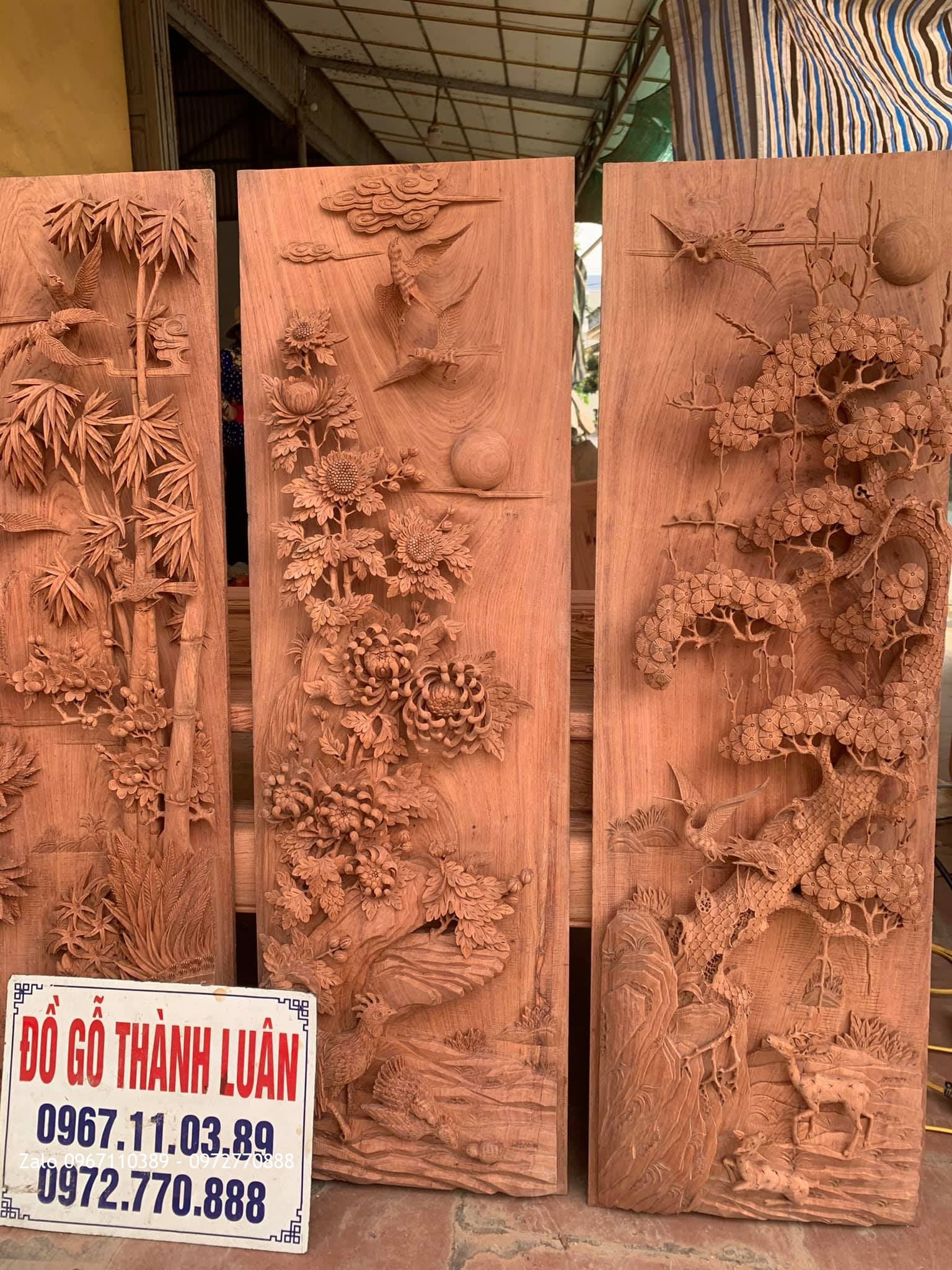 Bộ Tranh Tứ Quý Gỗ Hương Đá Siêu Khủng Do Nghệ Nhân Gốc Nghề Chế Tác,