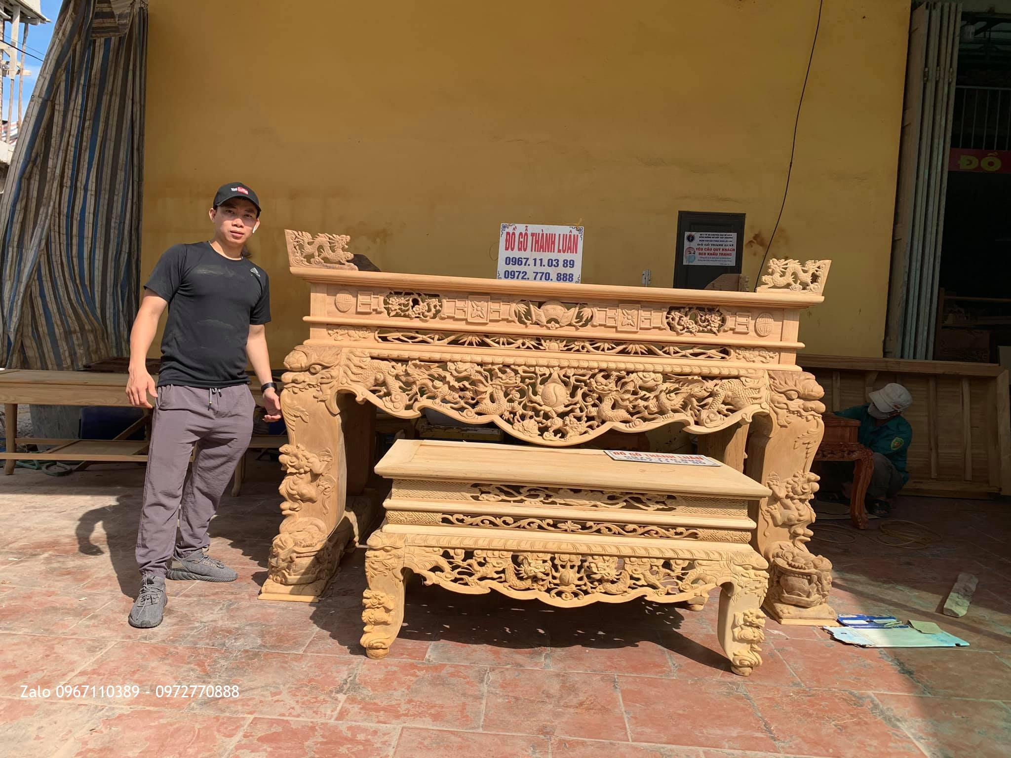 ;Sạp Thờ Tứ Linh Nghê Trầu Víp Gỗ Gụ bán về Thuận Thành Bắc Ninh cho gia đình a Xuân Hùng