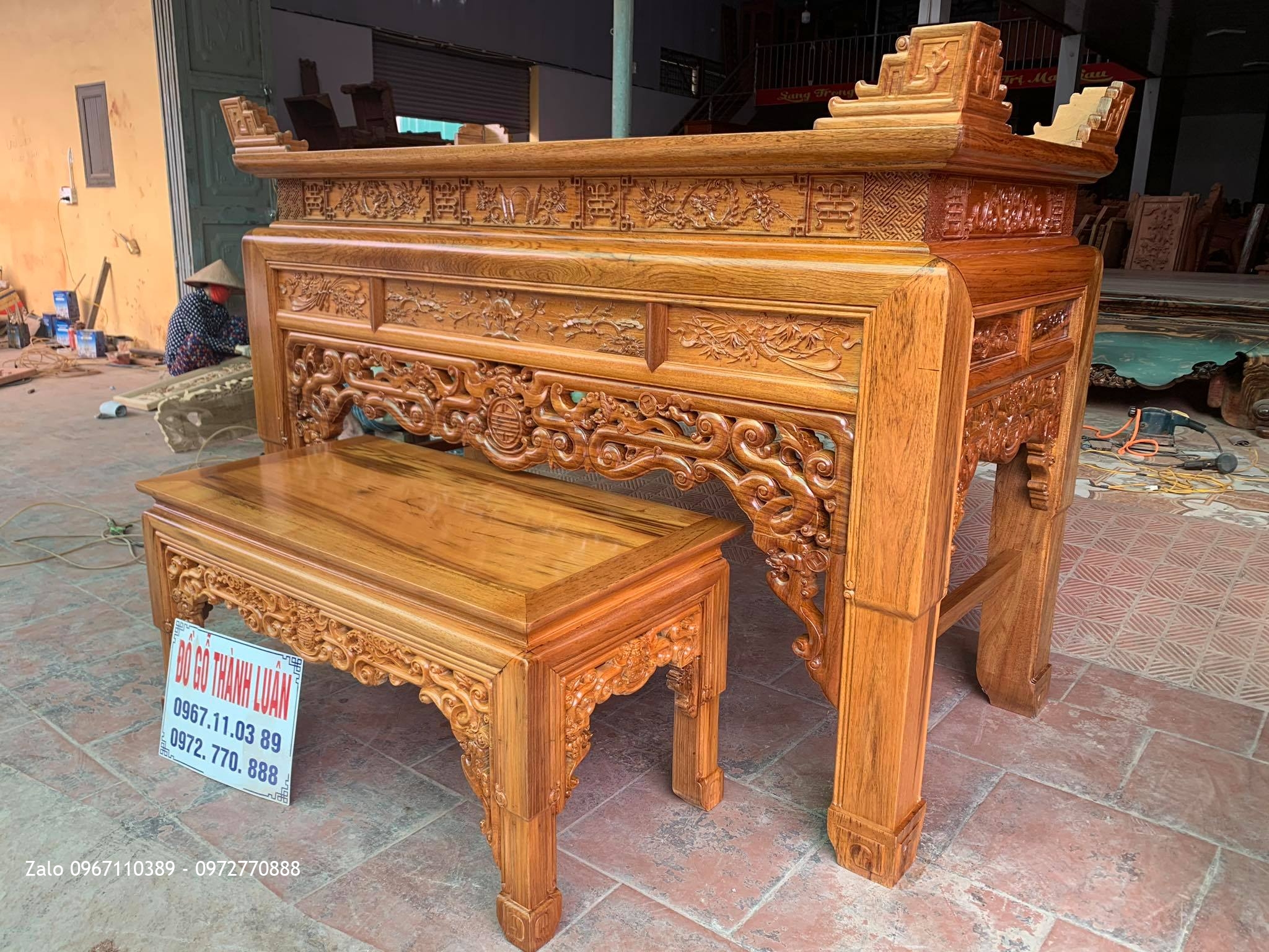 Bộ Ban Thờ Triện Phúc Thọ Gỗ Gụ Víp. A Thắng Hà Nội