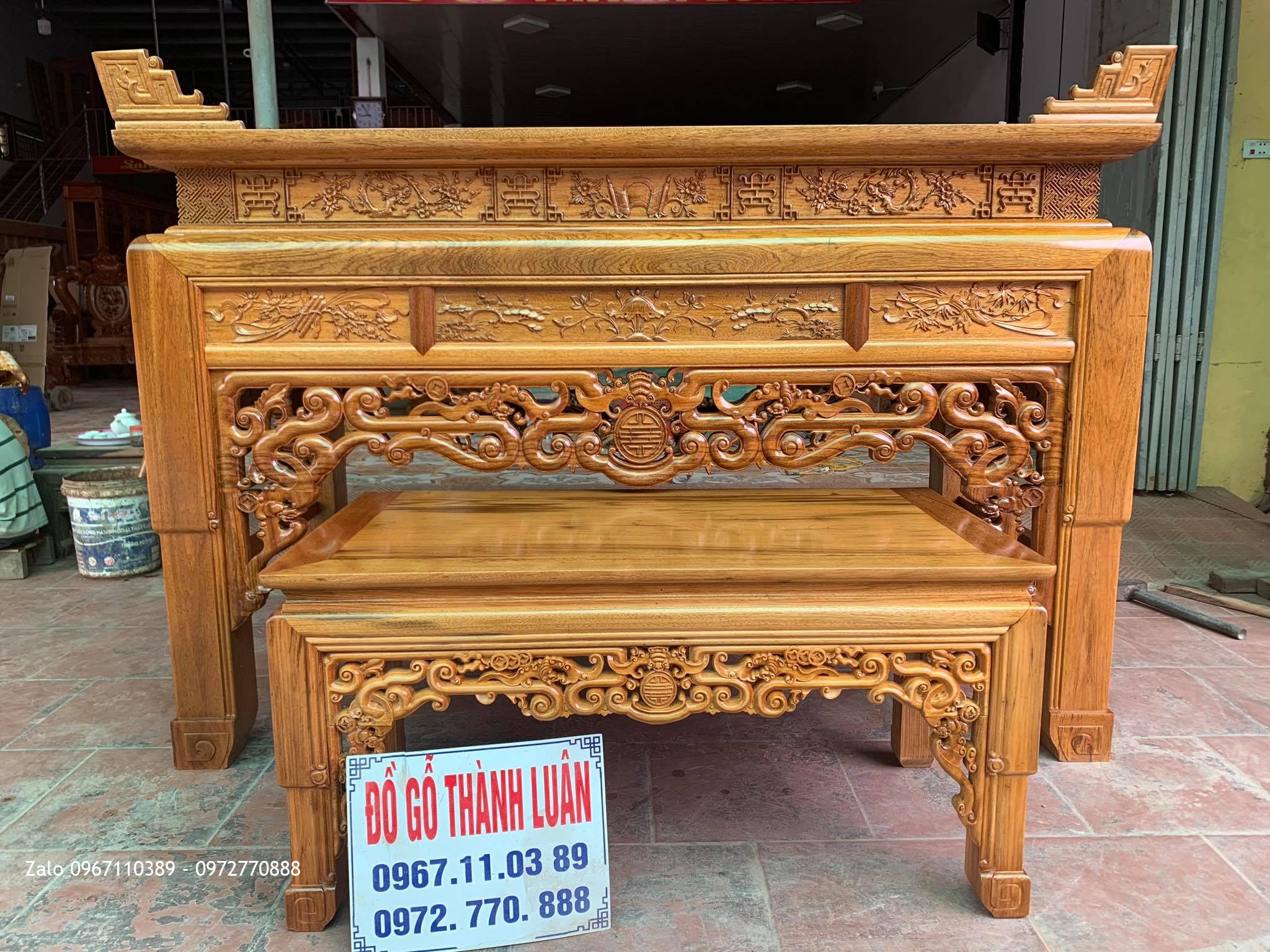 Bộ Ban Thờ Triện Phúc Thọ Gỗ Gụ Víp. A Thắng Hà Nội