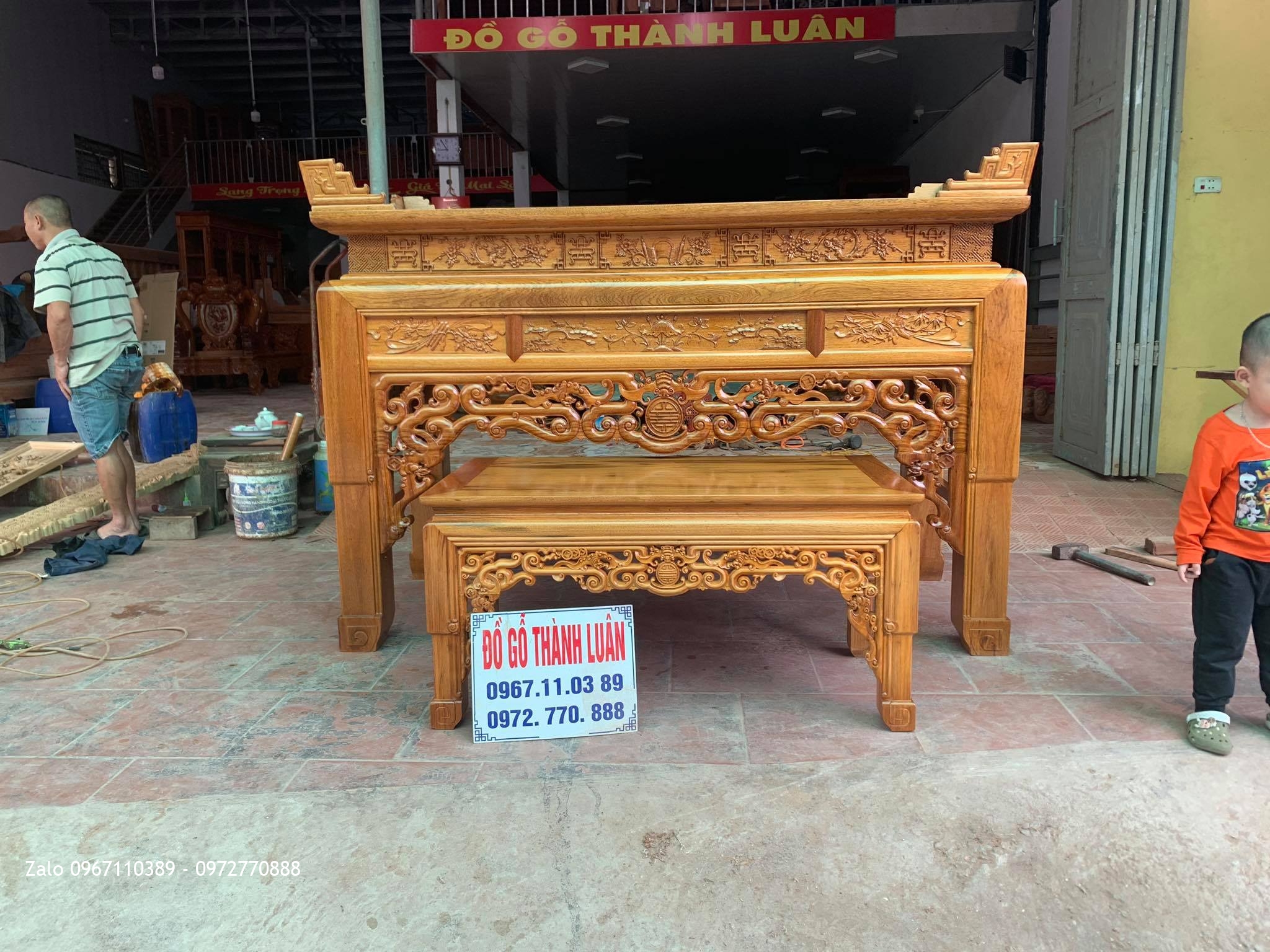 Bộ Ban Thờ Triện Phúc Thọ Gỗ Gụ Víp. A Thắng Hà Nội.