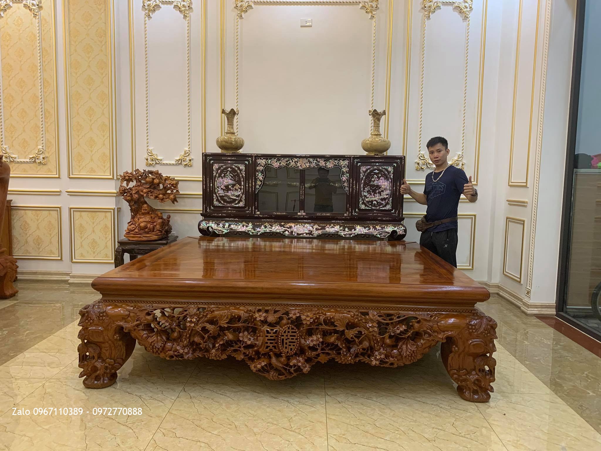 Bộ Nội Thất Phòng khách và Phòng Ngủ Gỗ Hương Gỗ Cẩm Cho gia đình Bác Loan đến từ Tp Thanh Hoá.,