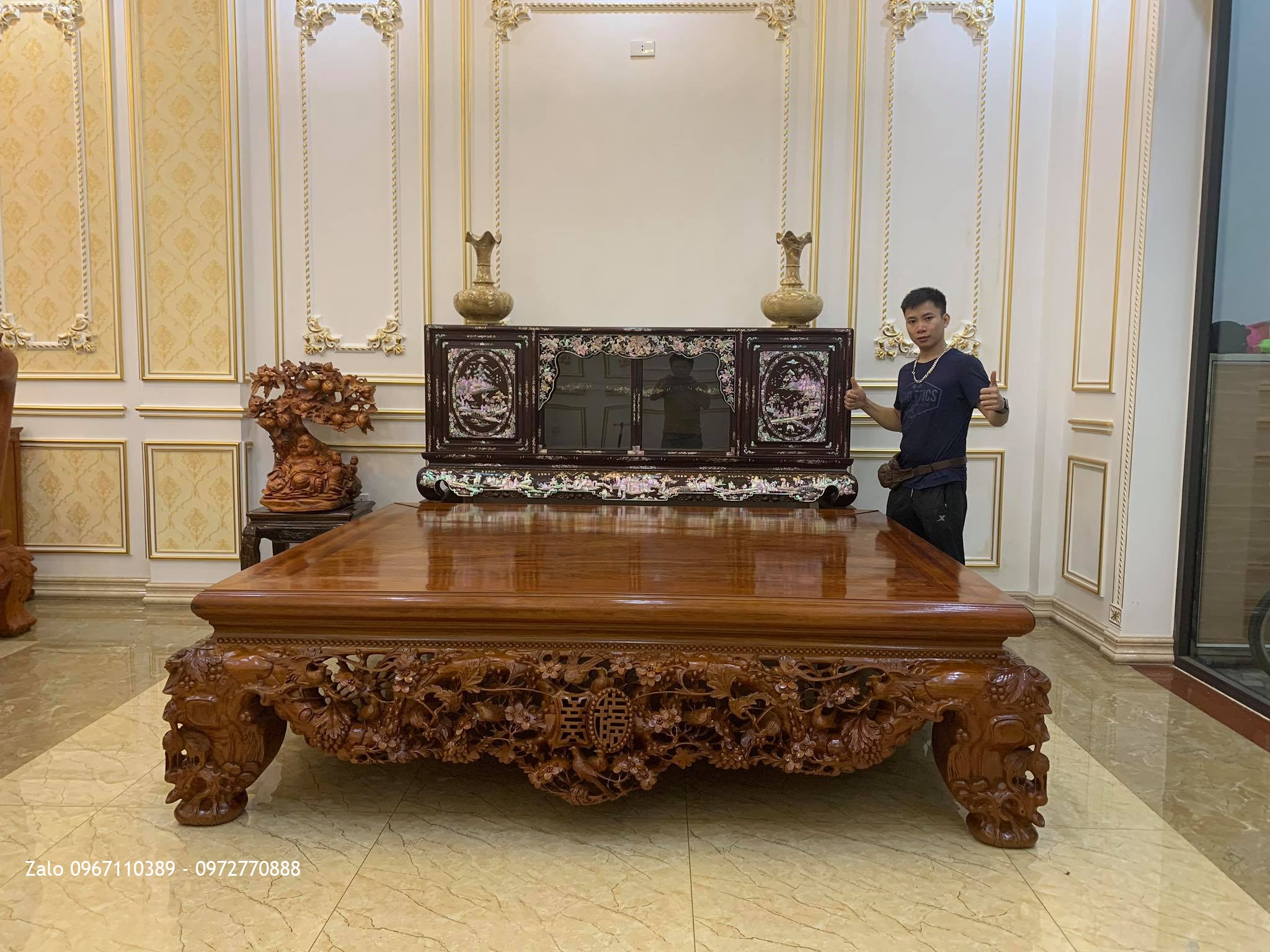 Bộ Nội Thất Phòng khách và Phòng Ngủ Gỗ Hương Gỗ Cẩm Cho gia đình Bác Loan đến từ Tp Thanh Hoá.,
