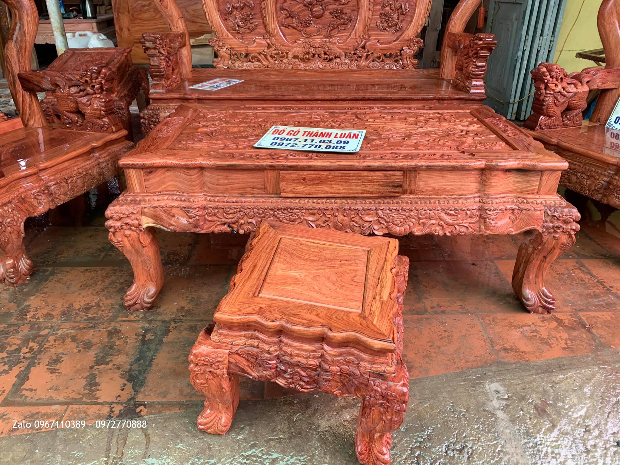 Bộ Bàn Ghế Nghê Bảo Đỉnh Cột 12 Gồm 6 Món VÍP GIÁ BÌNH DÂN