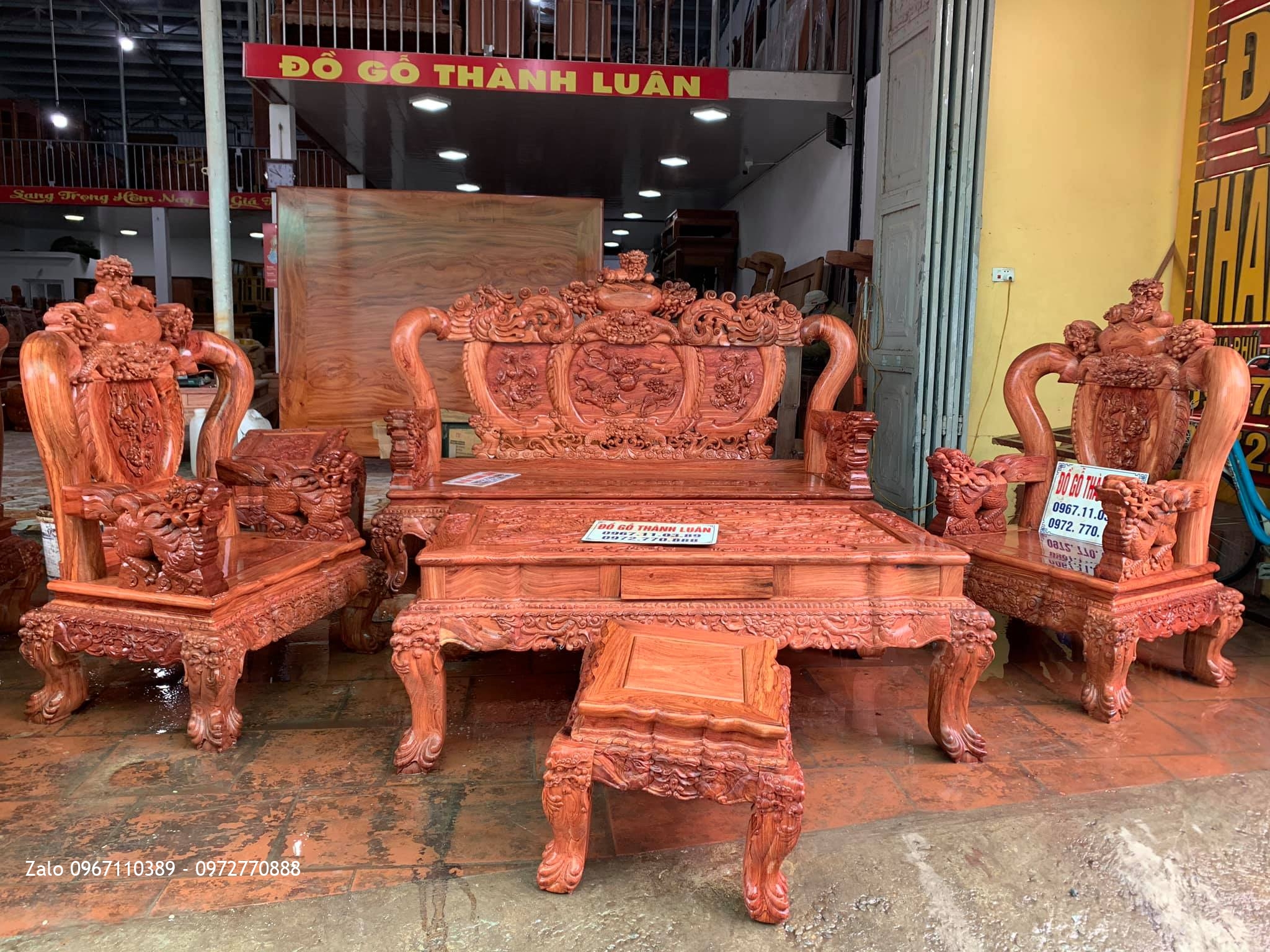 Bộ Bàn Ghế Nghê Bảo Đỉnh Cột 12 Gồm 6 Món VÍP GIÁ BÌNH DÂN