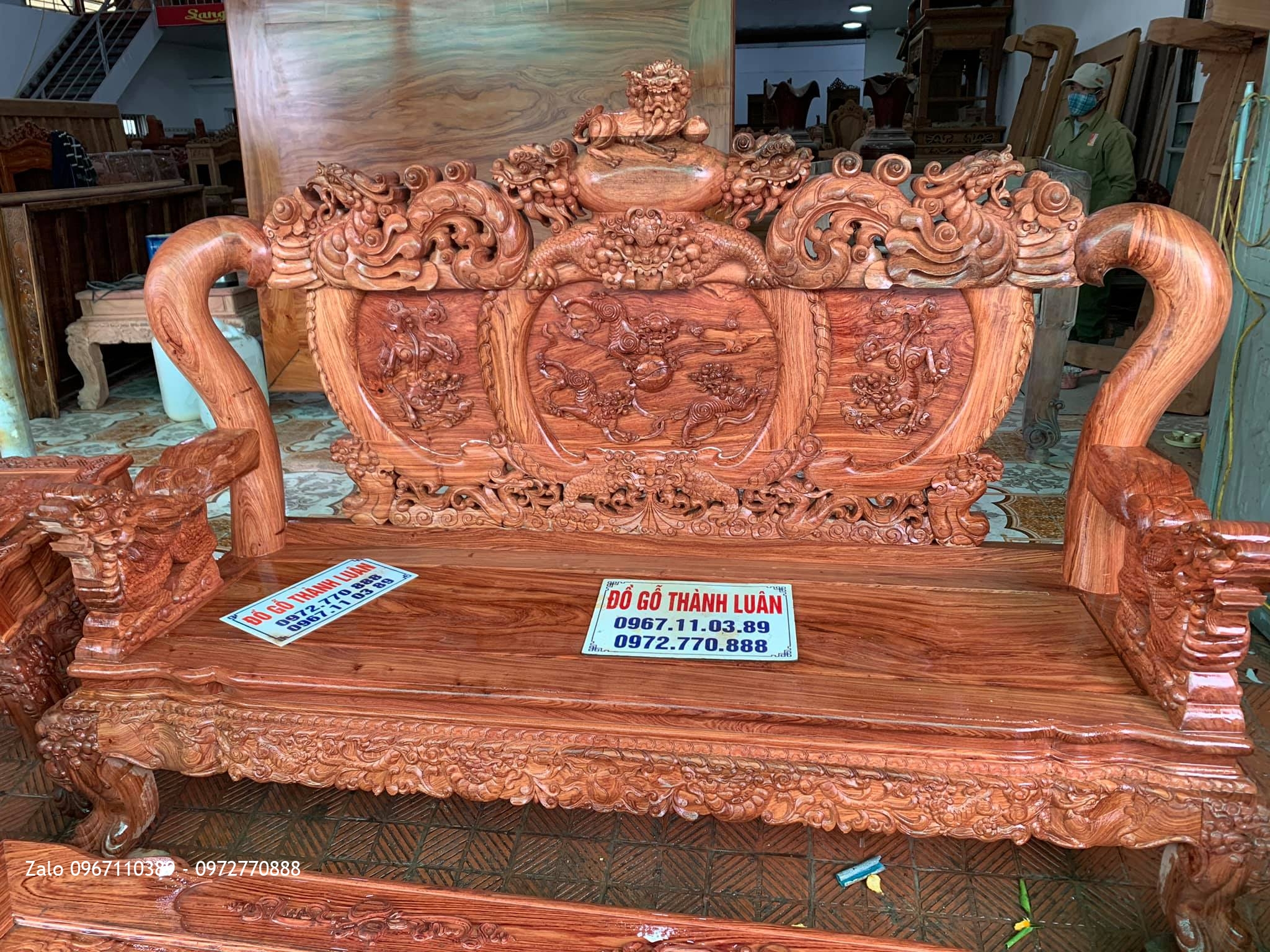 Bộ Bàn Ghế Nghê Bảo Đỉnh Cột 12 Gồm 6 Món VÍP GIÁ BÌNH DÂN.