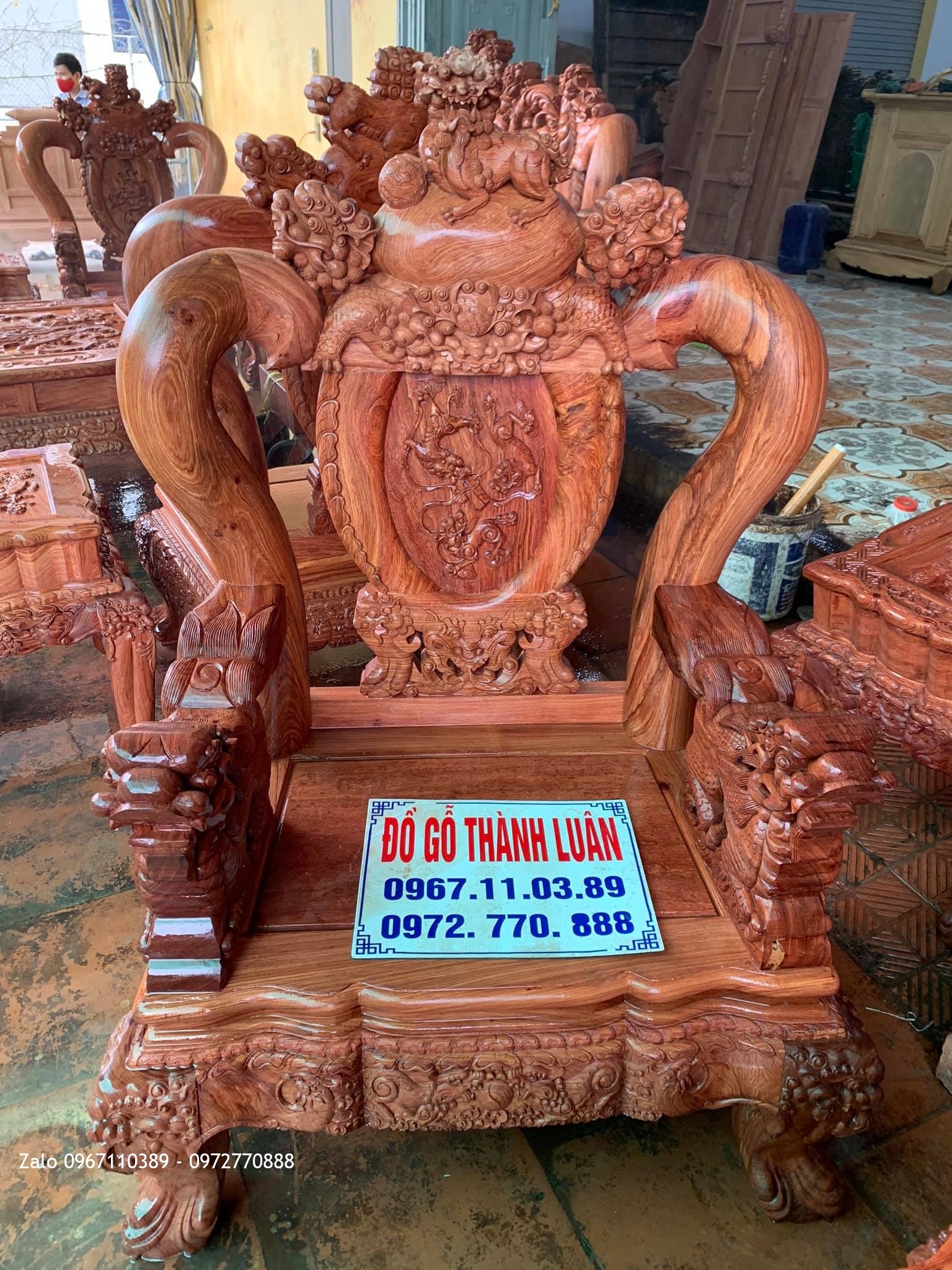 Bộ Bàn Ghế Nghê Bảo Đỉnh Cột 12 Gồm 6 Món VÍP GIÁ BÌNH DÂN.,