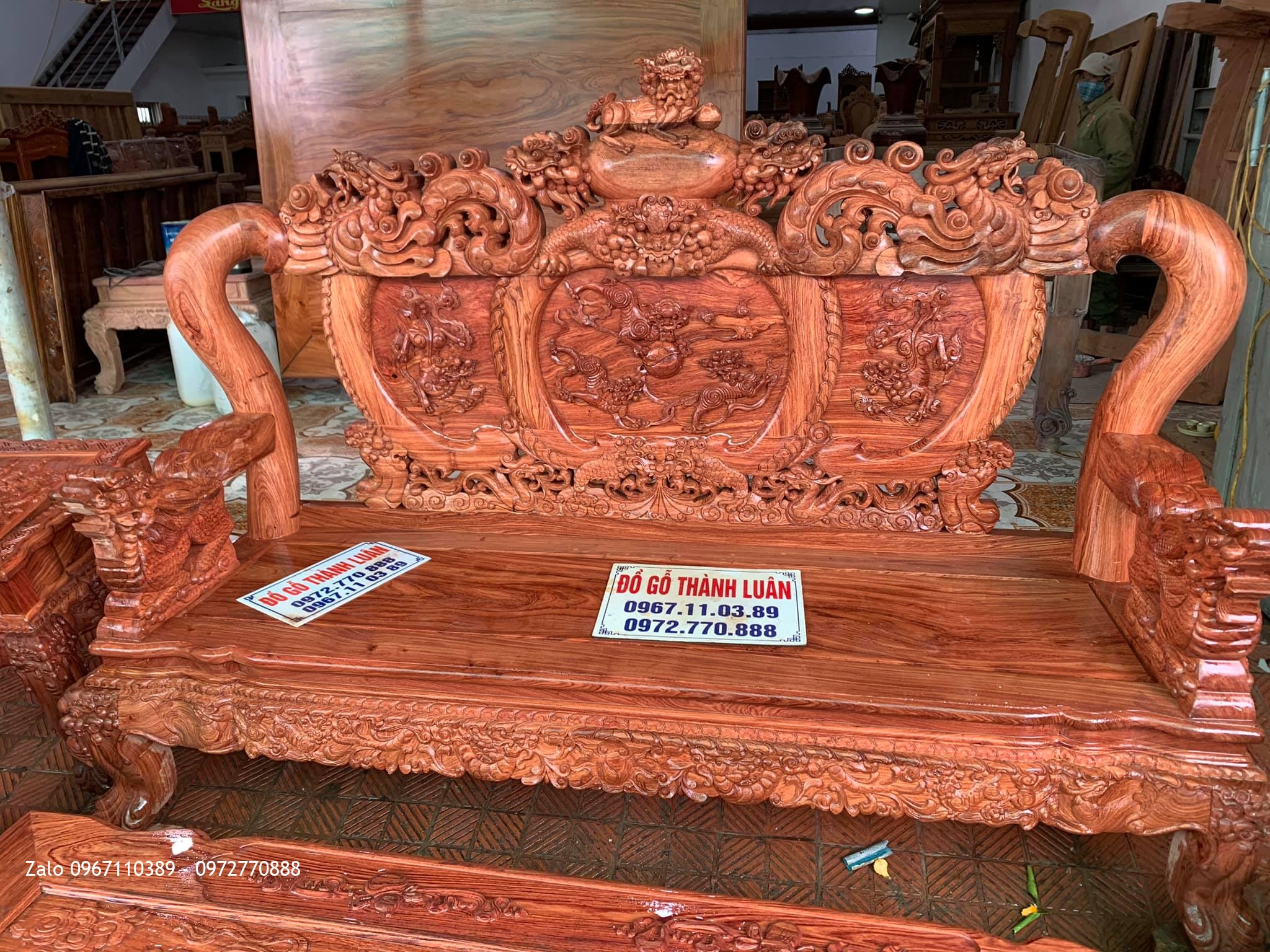 Bộ Bàn Ghế Nghê Bảo Đỉnh Cột 12 Gồm 6 Món VÍP GIÁ BÌNH DÂN.