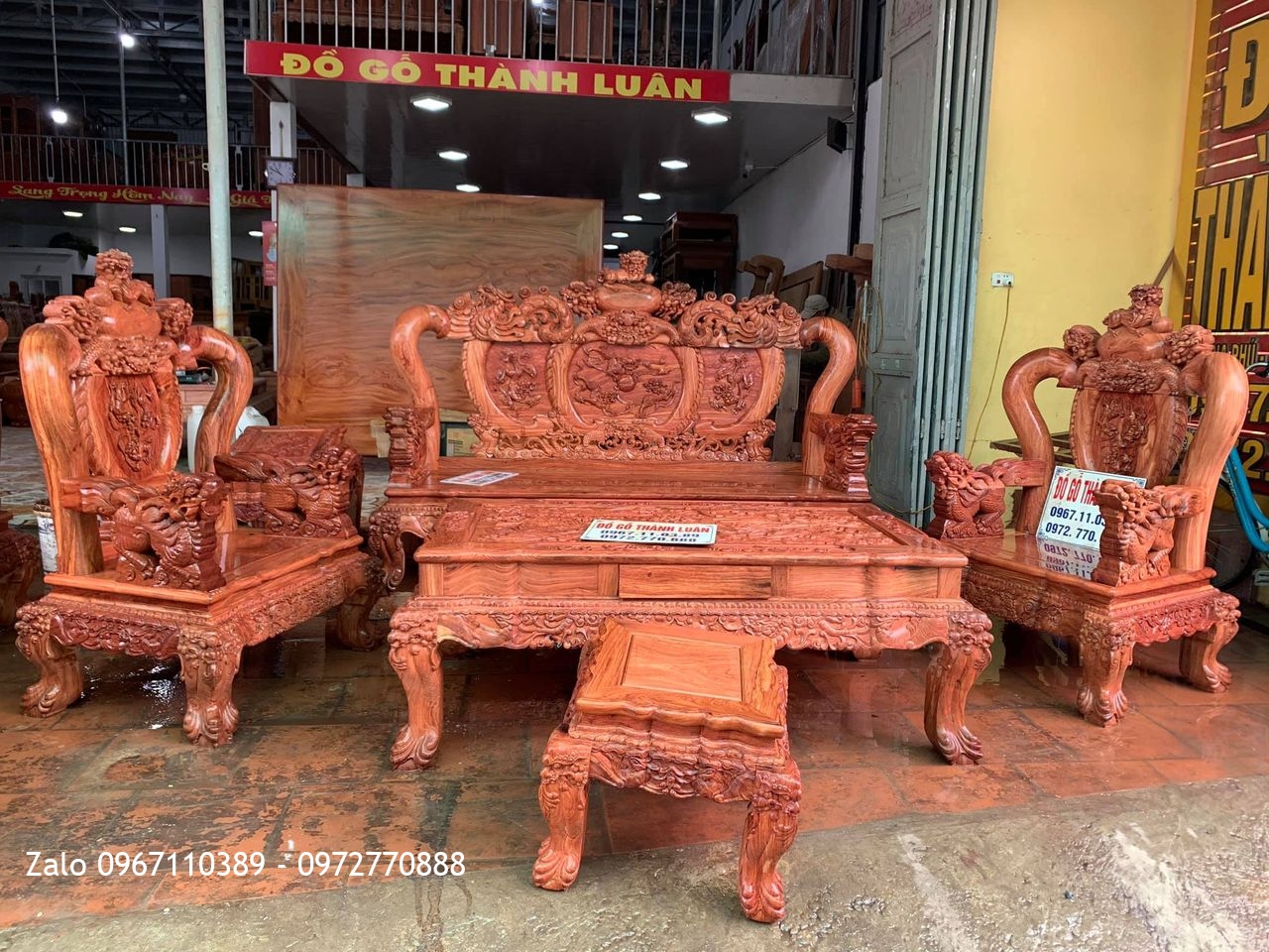 Bộ Bàn Ghế Nghê Bảo Đỉnh Cột 12 Gồm 6 Món VÍP GIÁ BÌNH DÂN