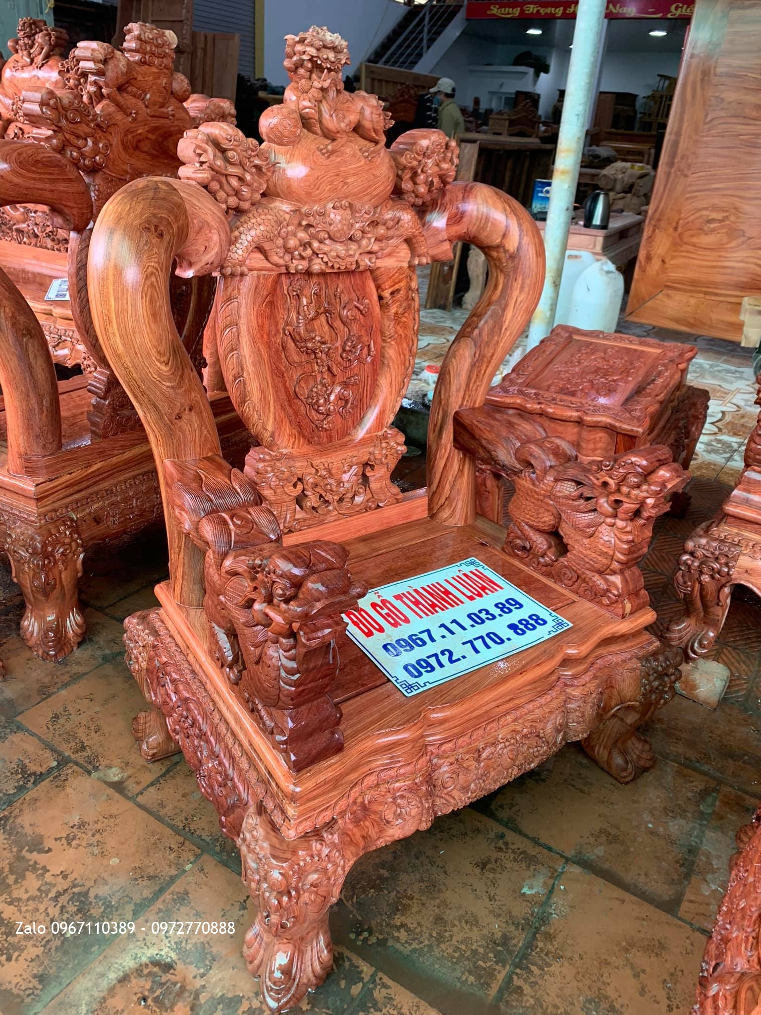 Bộ Bàn Ghế Nghê Bảo Đỉnh Cột 12 Gồm 6 Món VÍP GIÁ BÌNH DÂN::