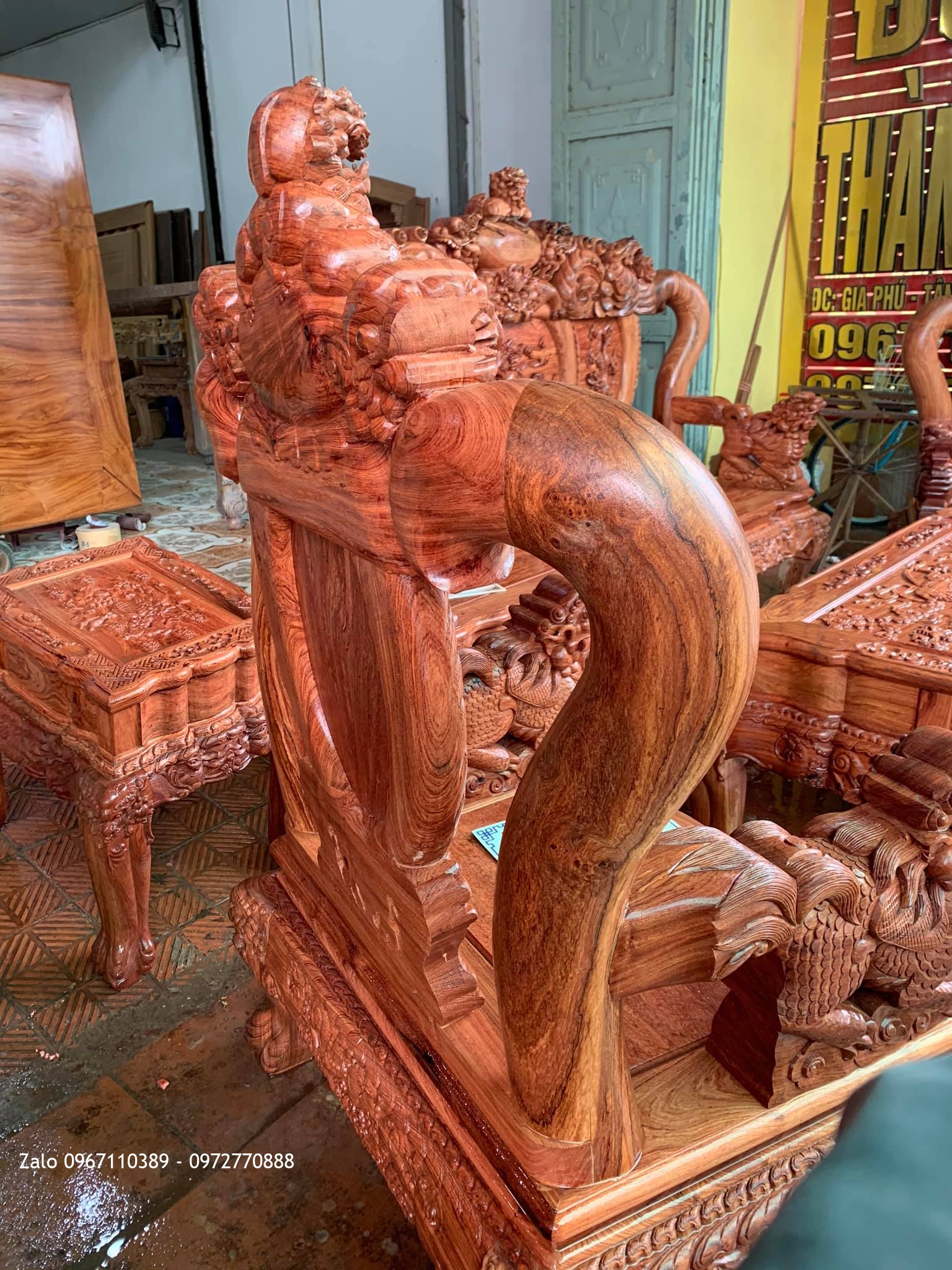 Bộ Bàn Ghế Nghê Bảo Đỉnh Cột 12 Gồm 6 Món VÍP GIÁ BÌNH DÂN::