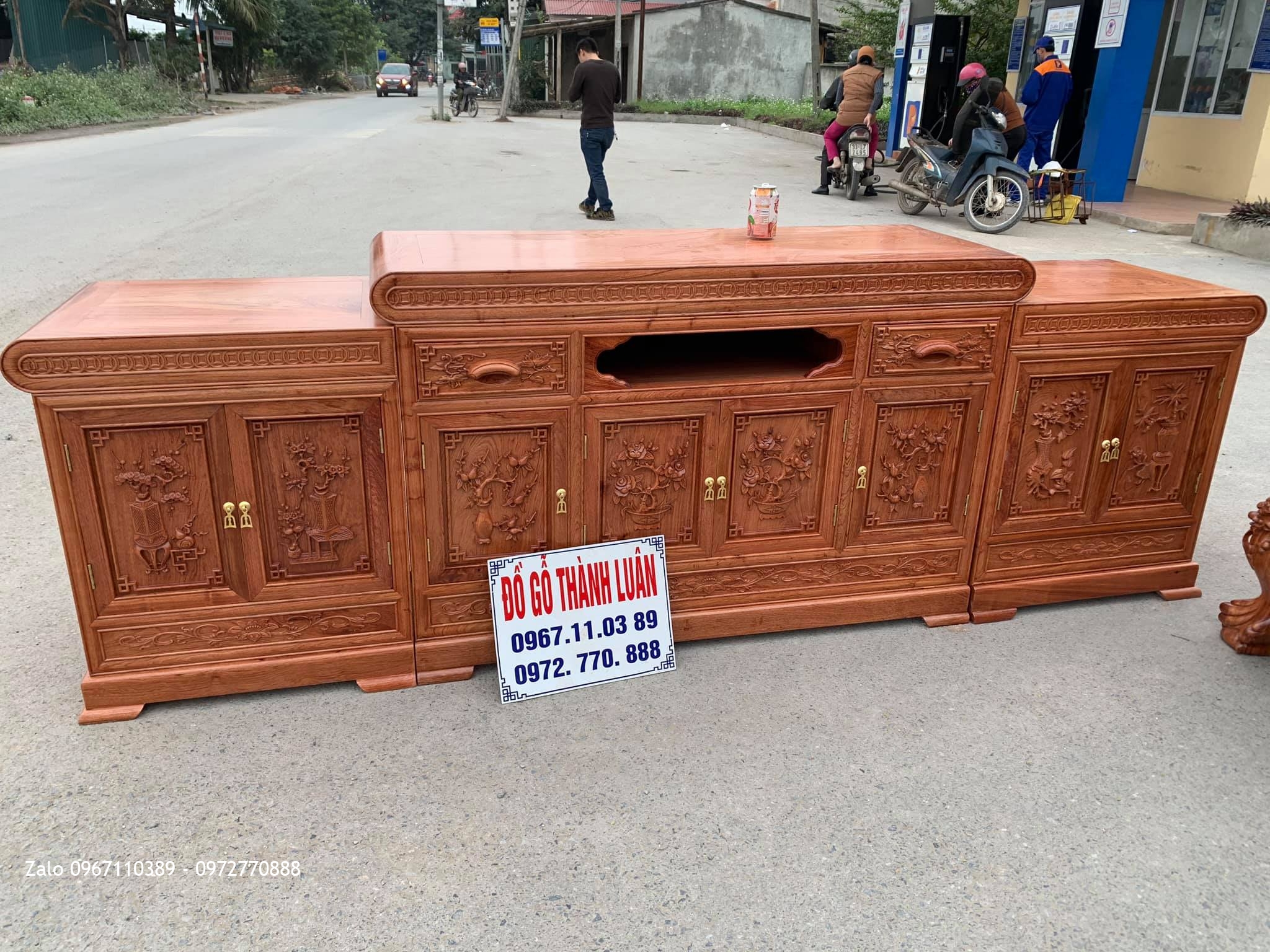 Bộ Bàn Ghế Nghê Bảo Đỉnh Gỗ Hương Đá Cột 12 Chân 14 Gồm 10 Món Siêu Khủng..