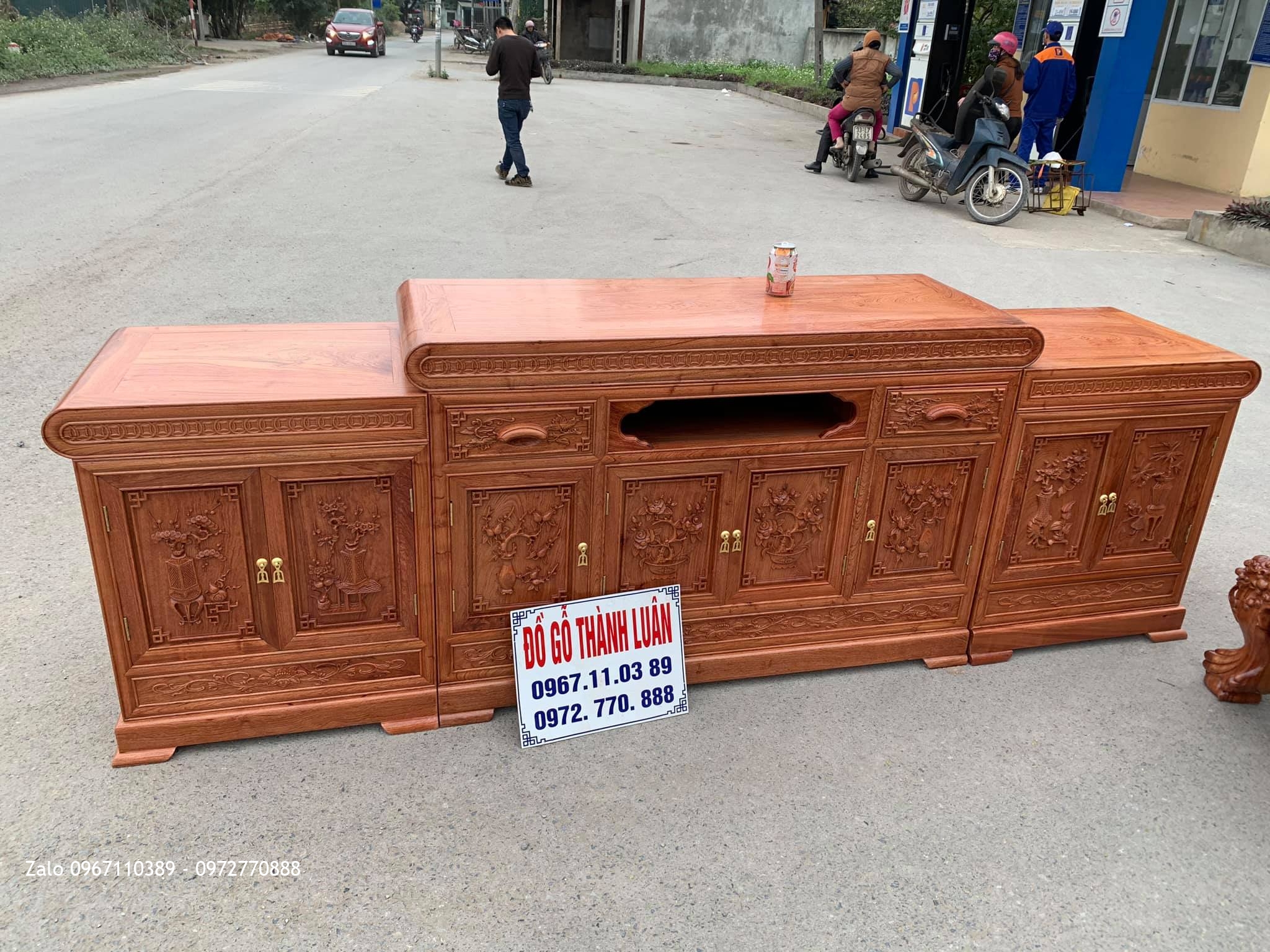 Bộ Bàn Ghế Nghê Bảo Đỉnh Gỗ Hương Đá Cột 12 Chân 14 Gồm 10 Món Siêu Khủng.