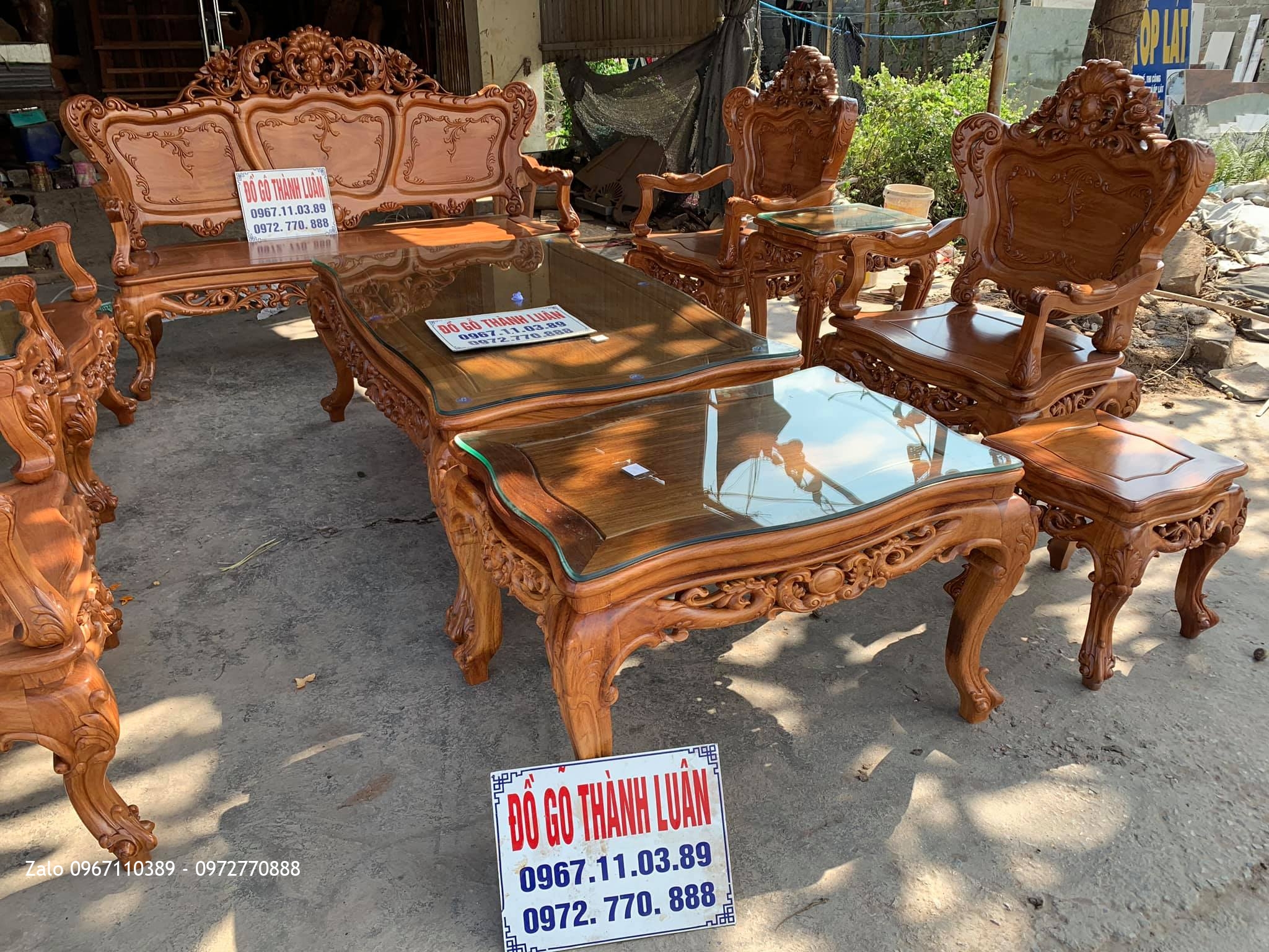 Bộ Bàn Ghế Lu-i (Louis) Bộ Đại Gỗ Gõ Đỏ Siêu Víp gồm 10 món.