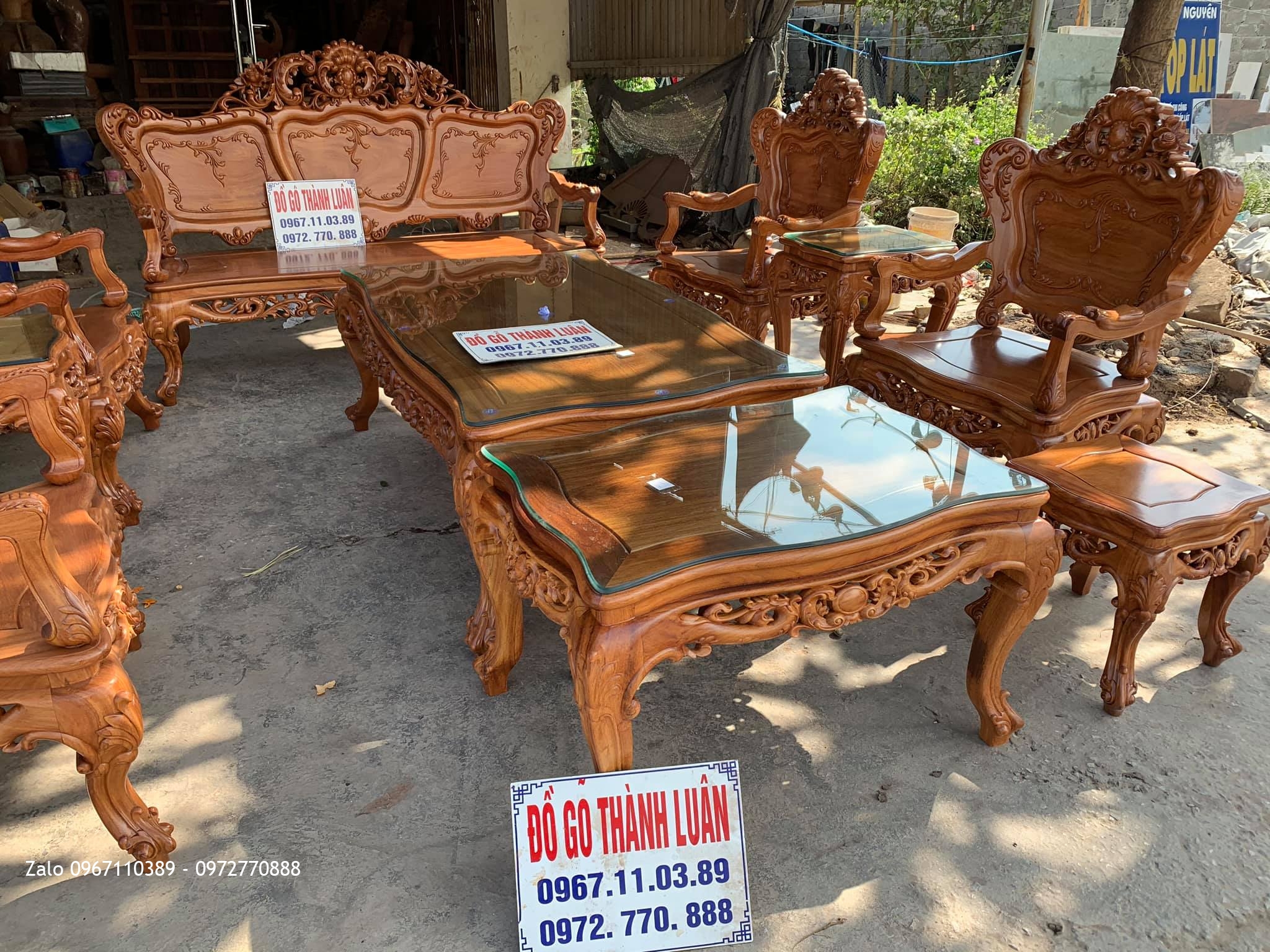 Bộ Bàn Ghế Lu-i (Louis) Bộ Đại Gỗ Gõ Đỏ Siêu Víp gồm 10 món.