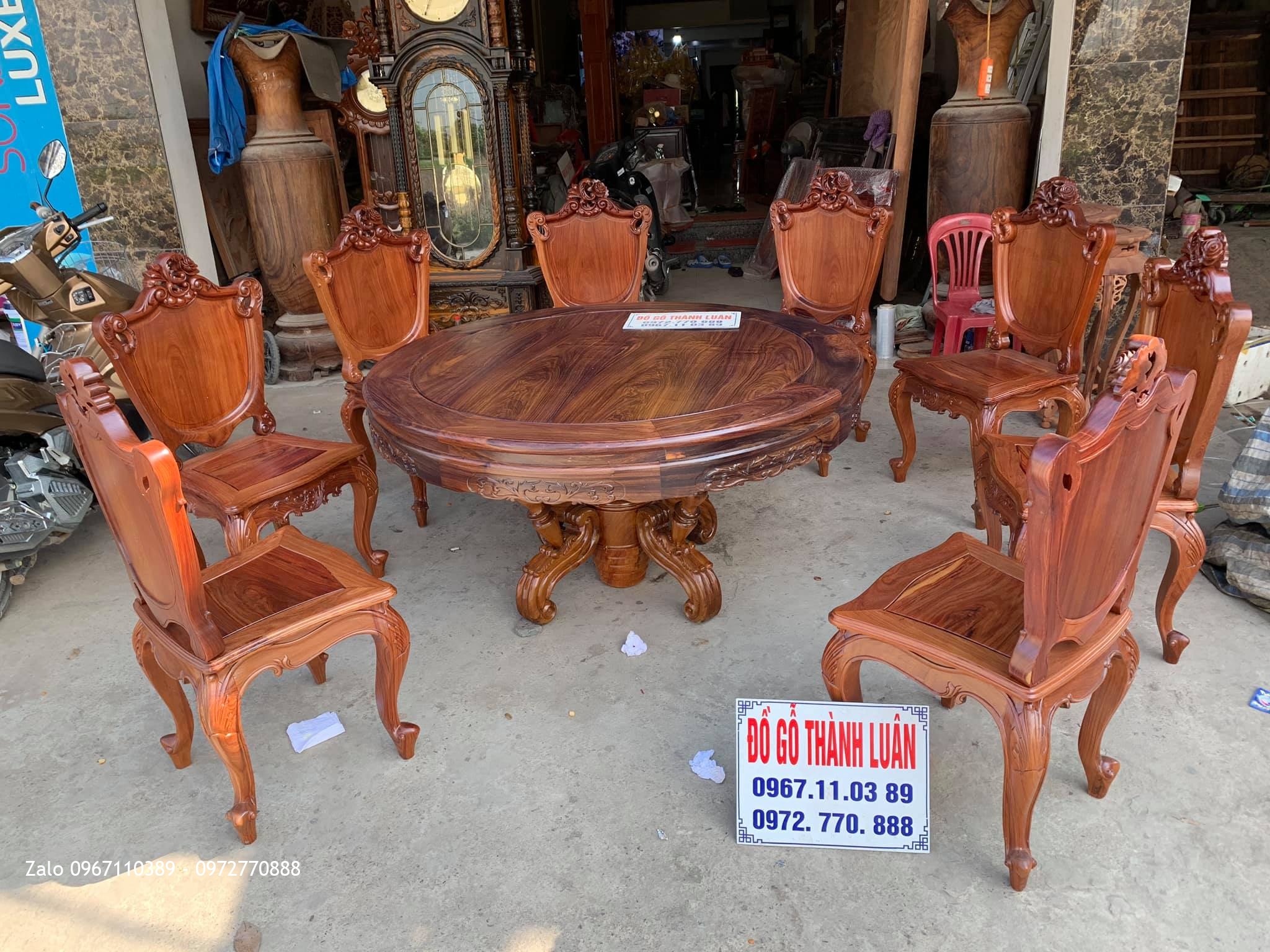 Bộ Bàn Ghế Lu-i (Louis) Bộ Đại Gỗ Gõ Đỏ Siêu Víp gồm 10 món: