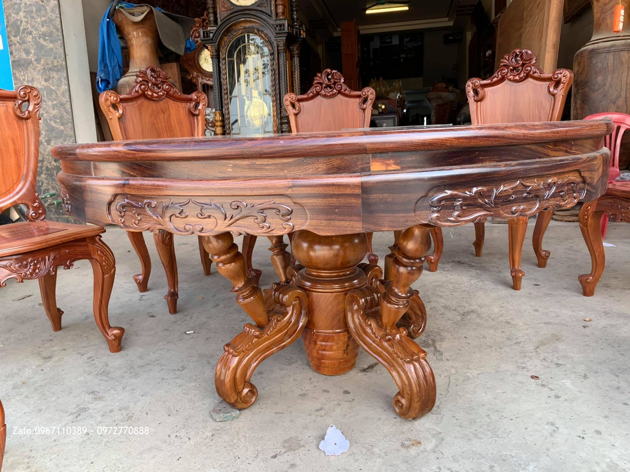 Bộ Bàn Ghế Ăn Mẫu Hoa Lan Tây Lu-i Gỗ Cẩm Lai. Bán Về Vĩnh Yên Vĩnh Phúc