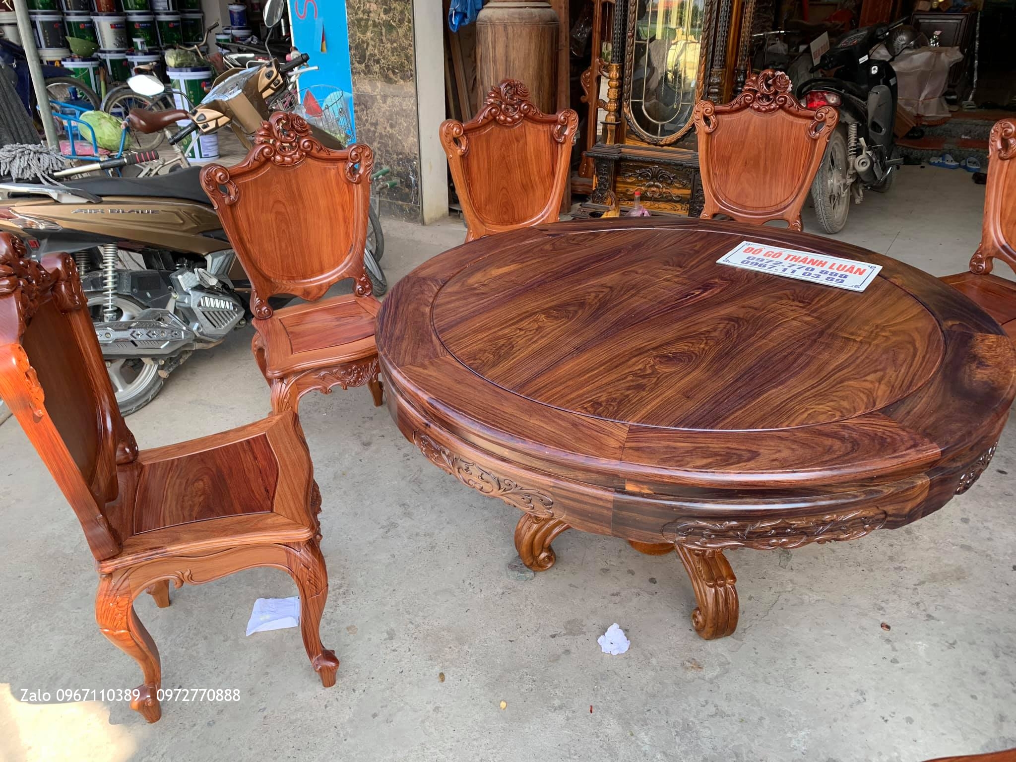 Bộ Bàn Ghế Ăn Mẫu Hoa Lan Tây Lu-i Gỗ Cẩm Lai. Bán Về Vĩnh Yên Vĩnh Phúc