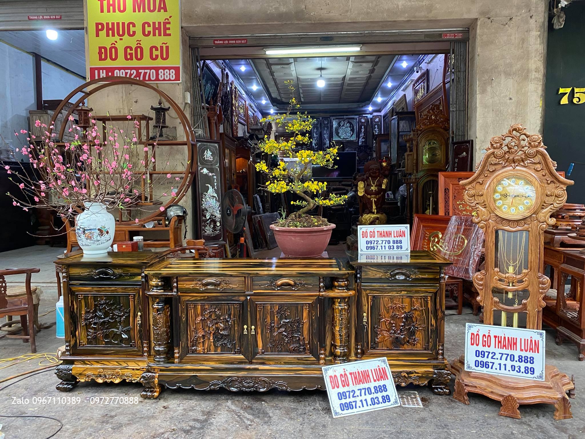 Tủ Kệ TiVi Gỗ Mun Lào