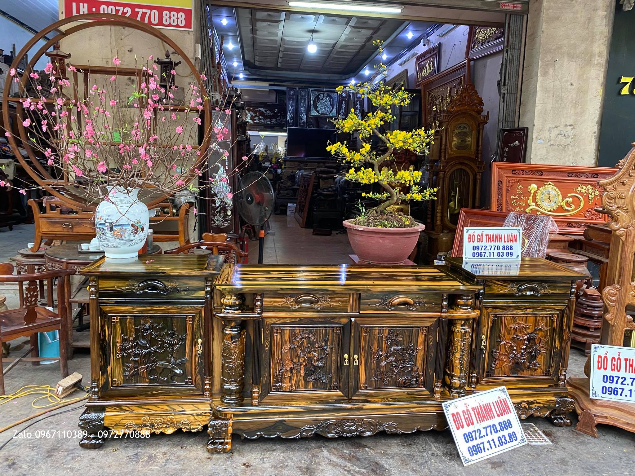 Tủ Kệ TiVi Gỗ Mun Lào,,