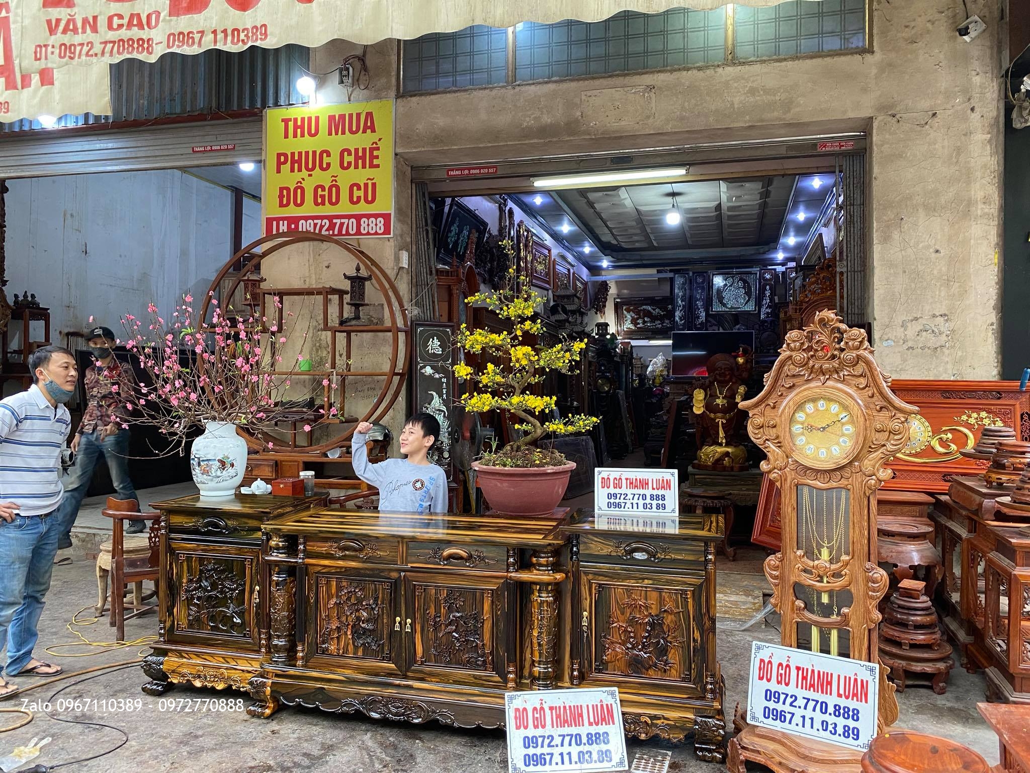 Tủ Kệ TiVi Gỗ Mun Lào..