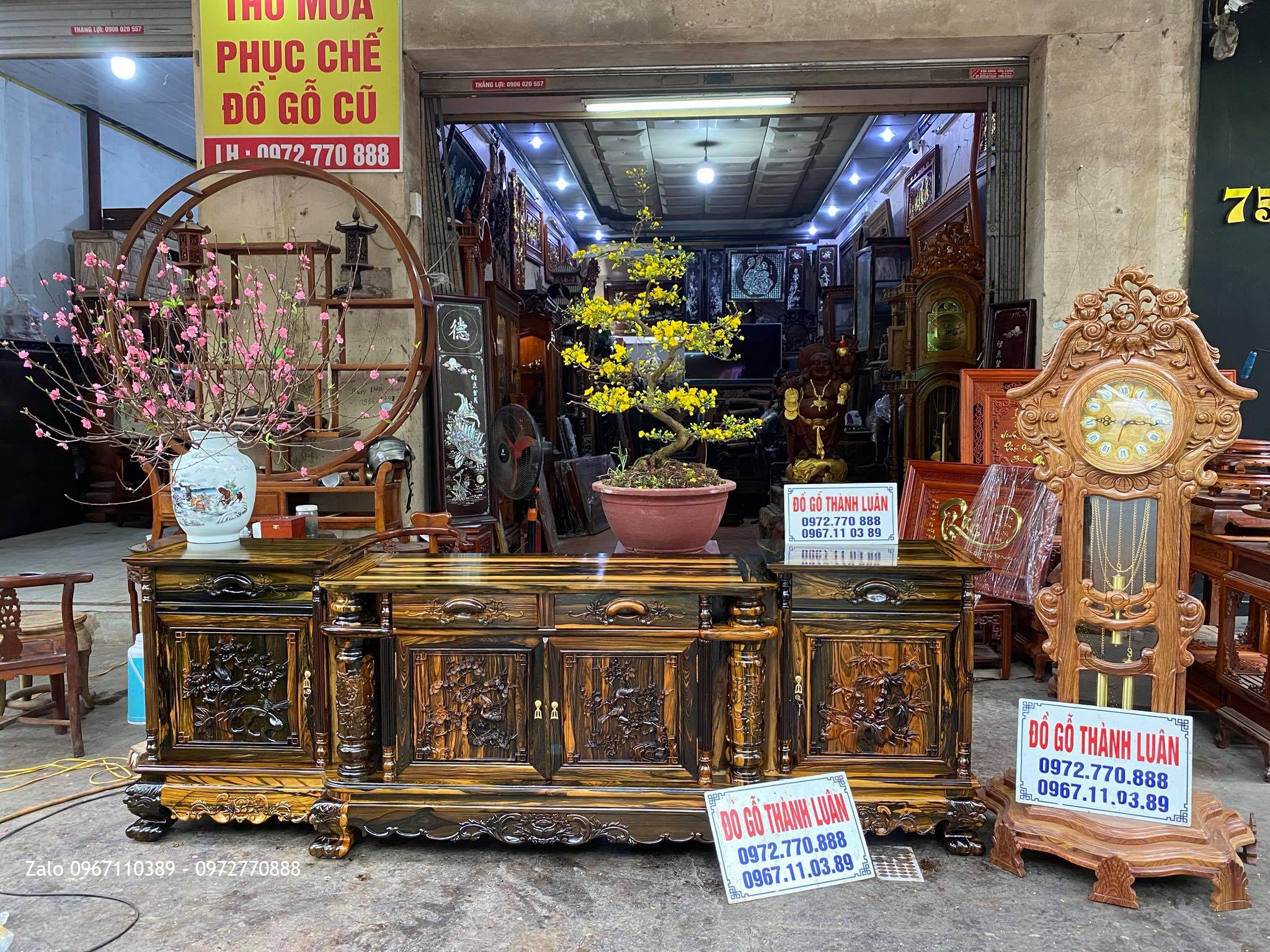 Tủ Kệ TiVi Gỗ Mun Lào