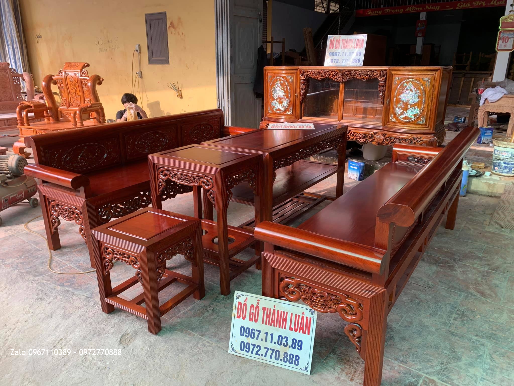 Bộ Trường Kỷ Tủ Chè Gỗ Gụ Bán Về Ninh Bình