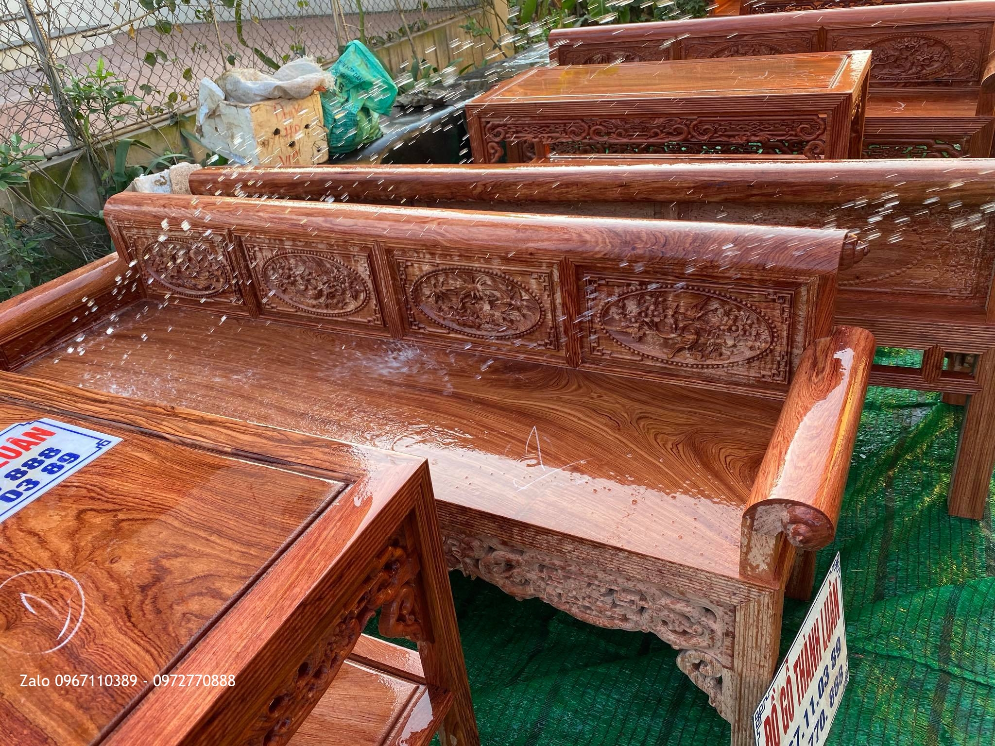 3 bộ trường kỷ gỗ hương đá chọn Vân đẹp