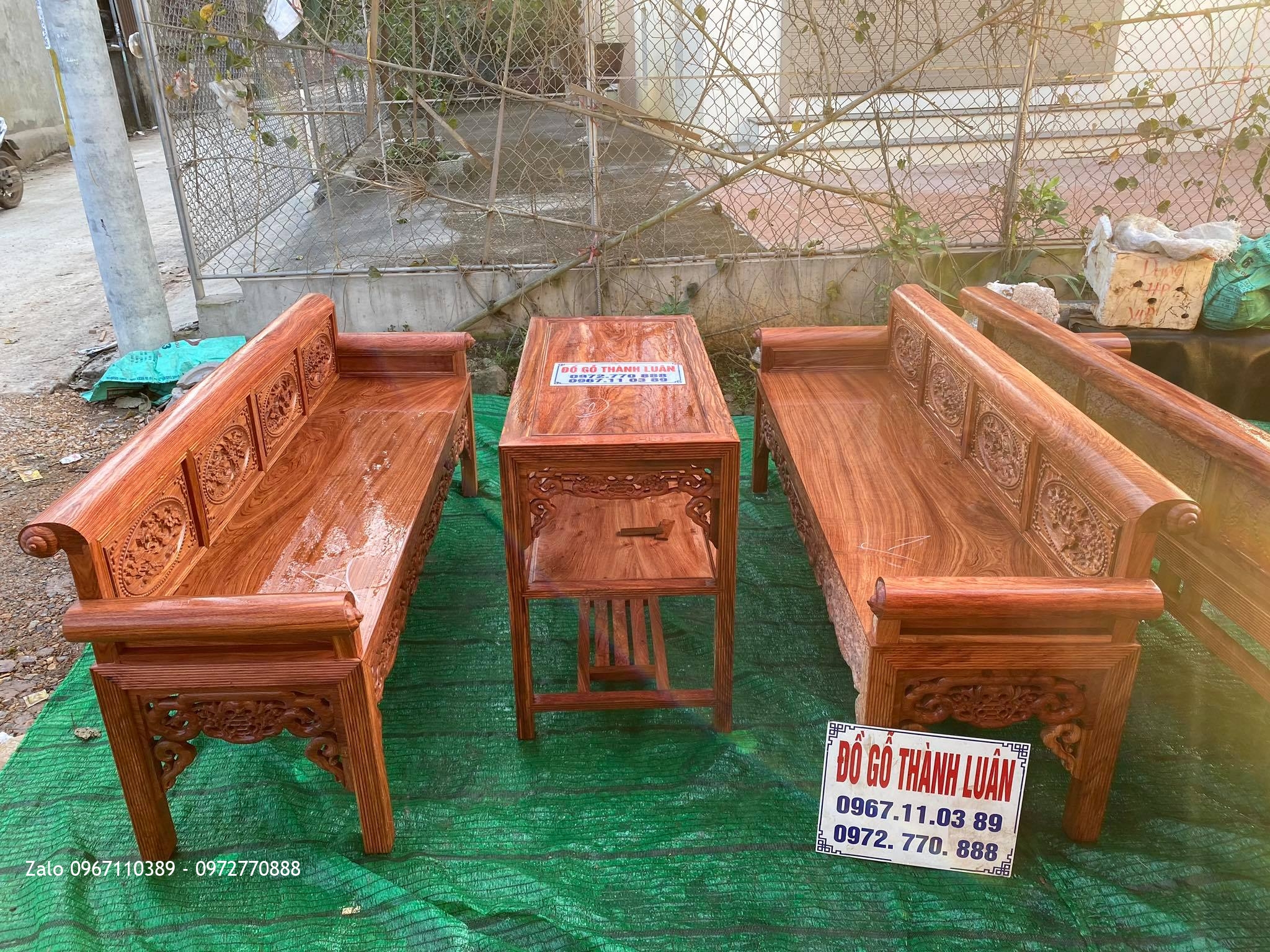 3 bộ trường kỷ gỗ hương đá chọn Vân đẹp