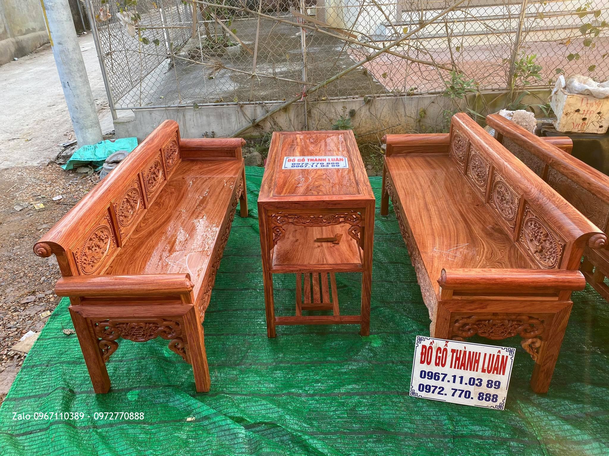 3 bộ trường kỷ gỗ hương đá chọn Vân đẹp