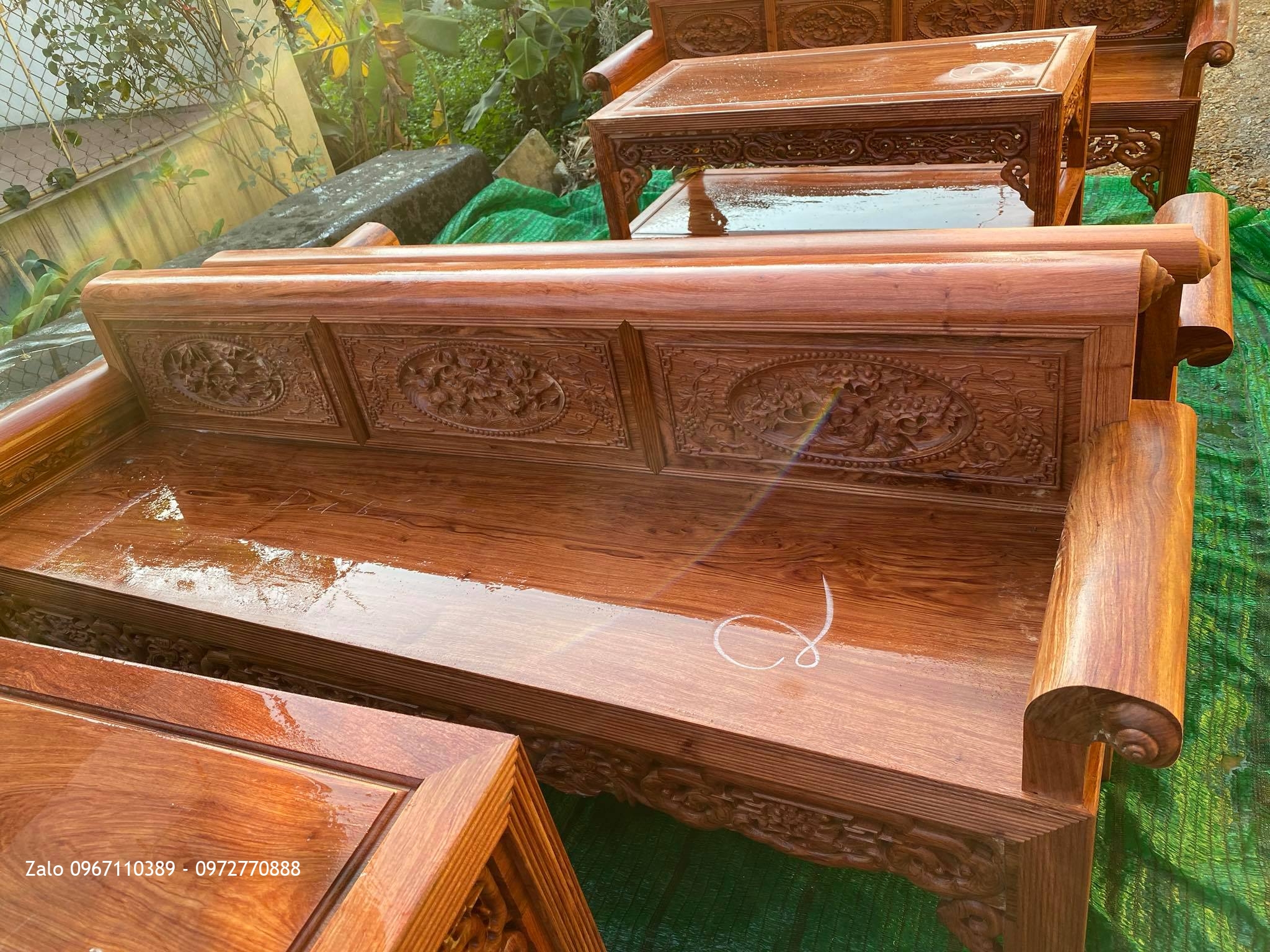 3 bộ trường kỷ gỗ hương đá chọn Vân đẹp,