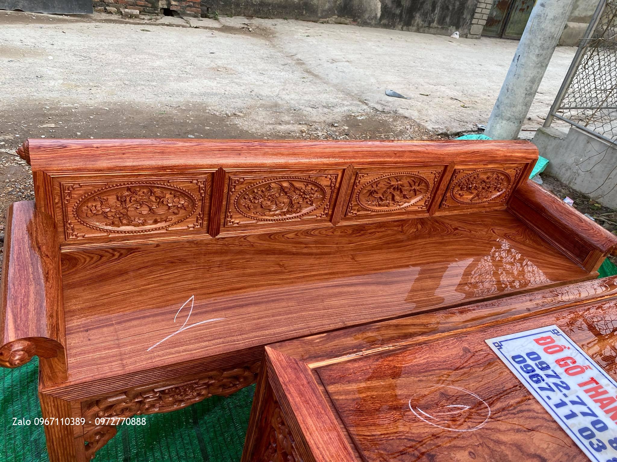 3 bộ trường kỷ gỗ hương đá chọn Vân đẹp,