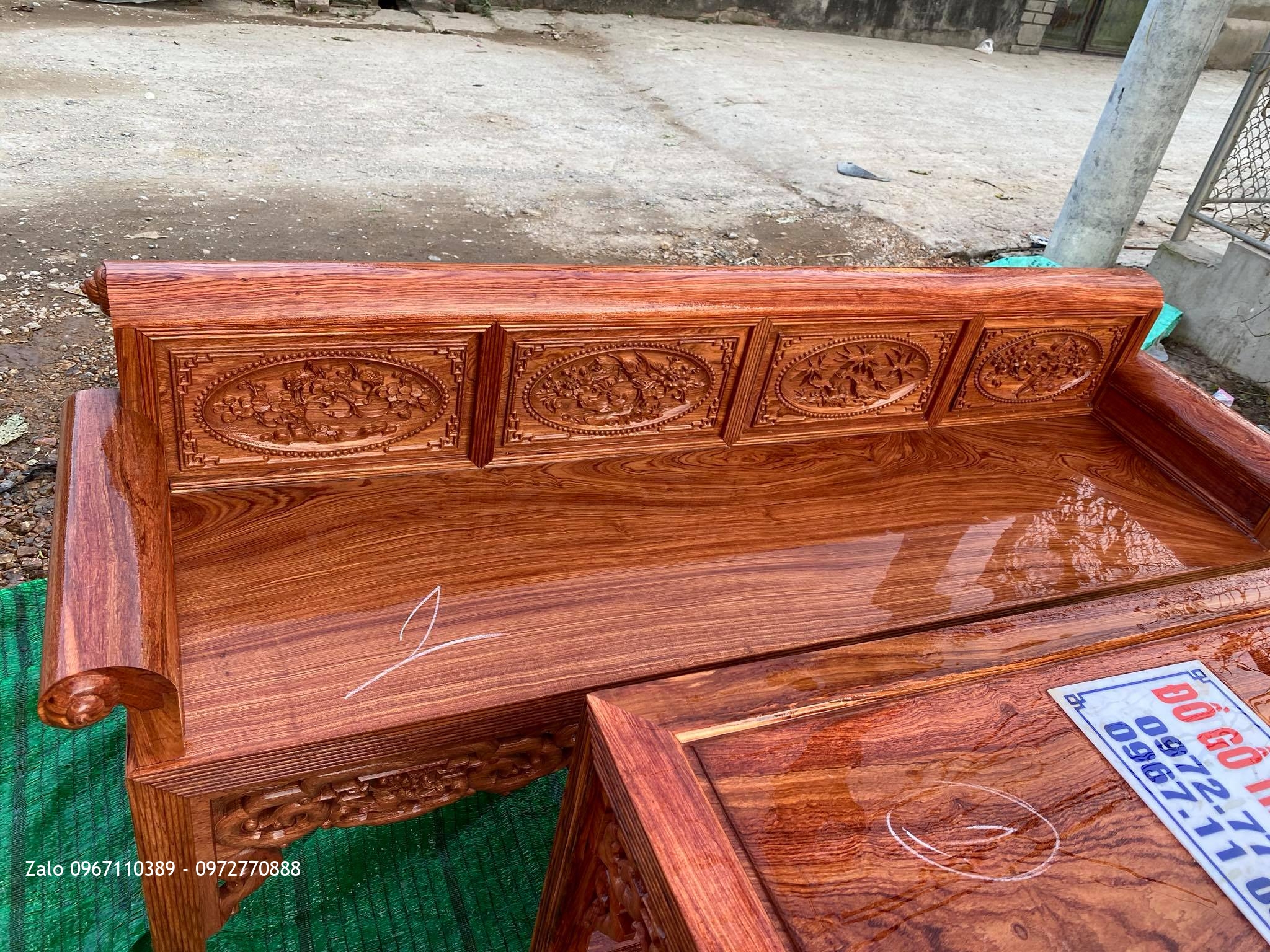 3 bộ trường kỷ gỗ hương đá chọn Vân đẹp,