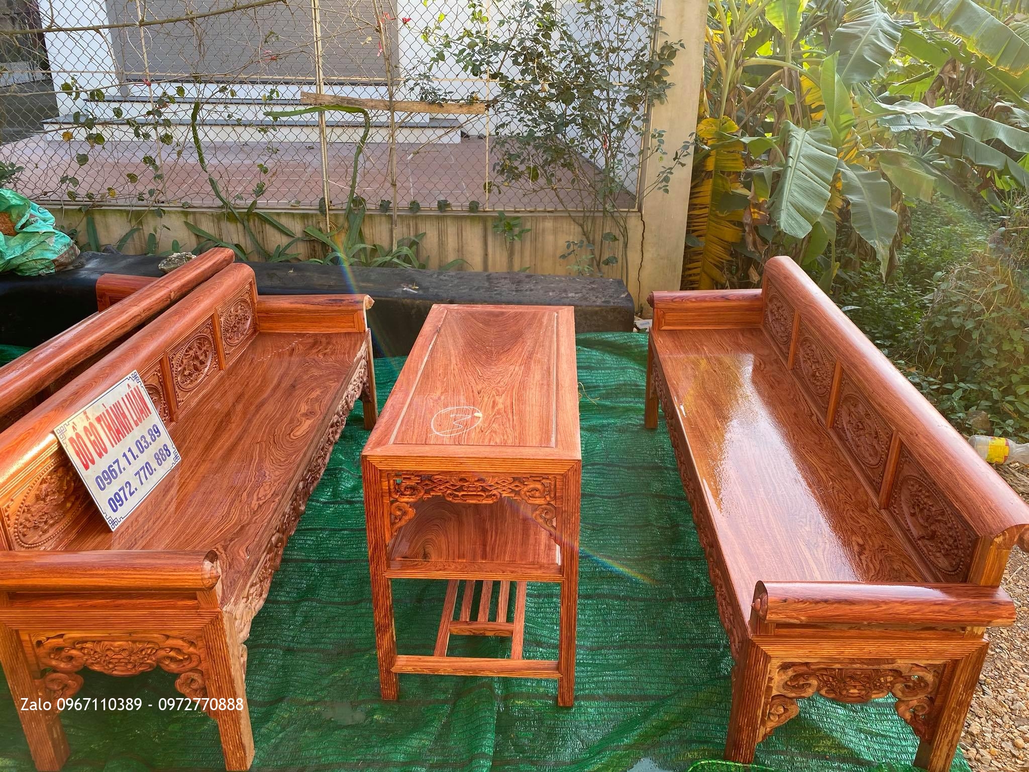 3 bộ trường kỷ gỗ hương đá chọn Vân đẹp...