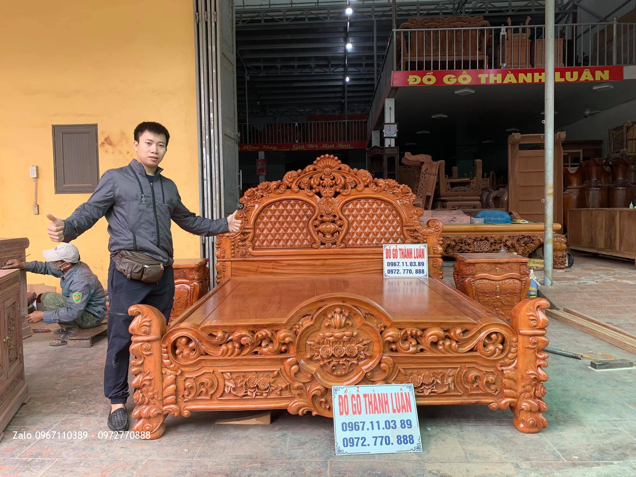 Giường Hồng Lu-i Trám Mai Gỗ Hương 1m8 x 2m Siêu Víp 