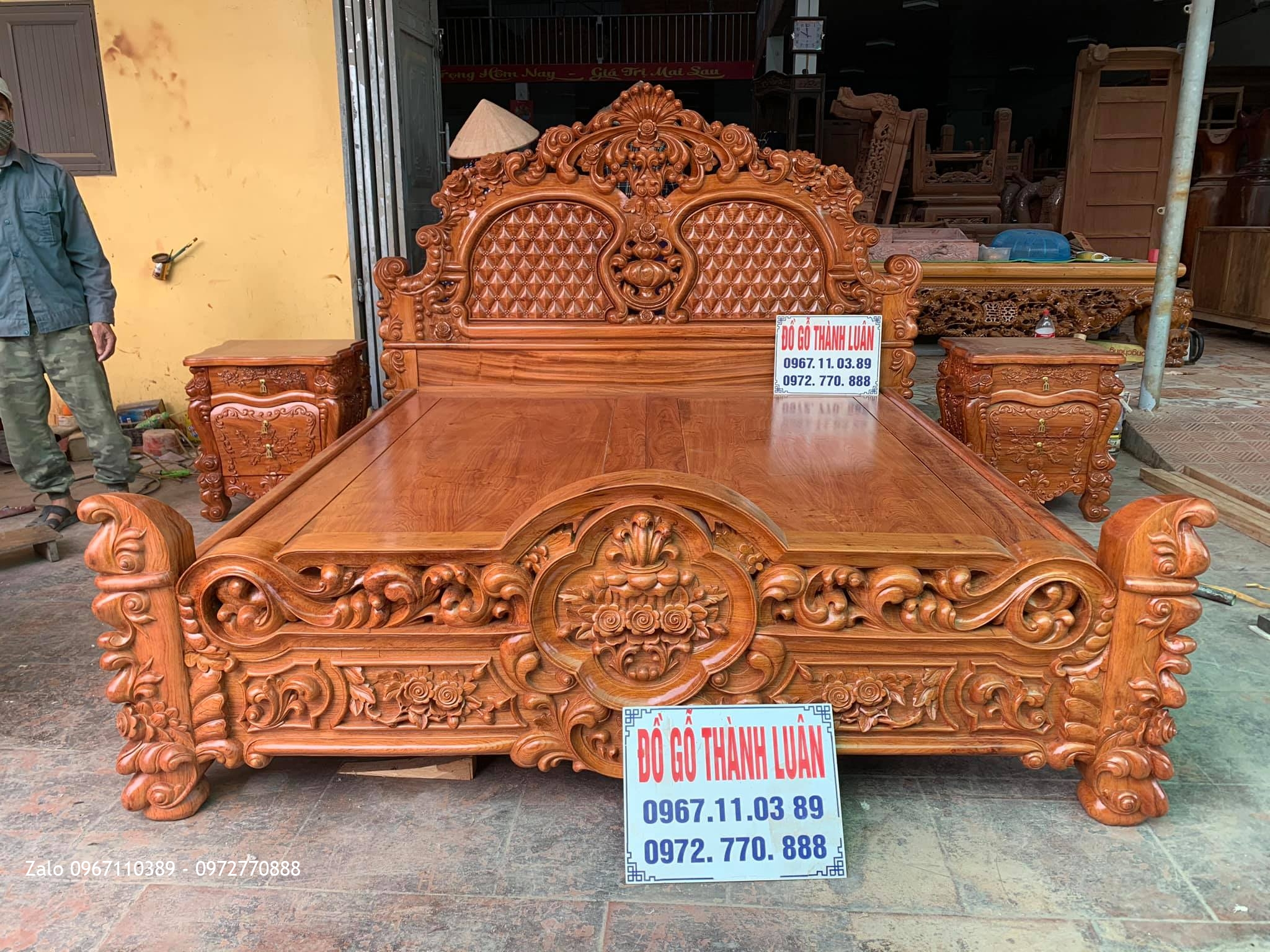 Giường Hồng Lu-i Trám Mai Gỗ Hương 1m8 x 2m Siêu Víp.