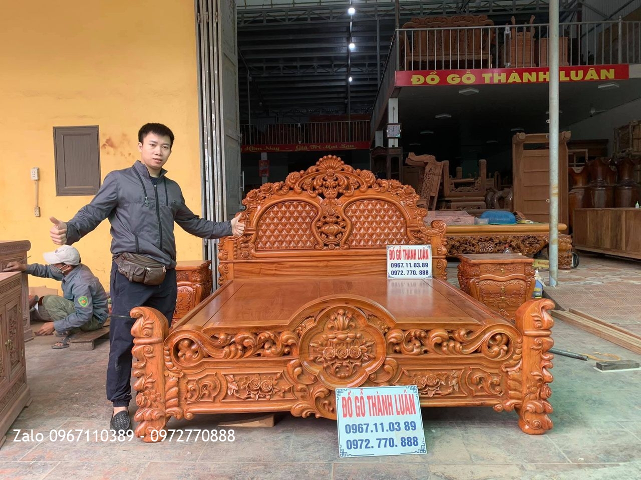Giường Hồng Lu-i Trám Mai Gỗ Hương 1m8 x 2m Siêu Víp