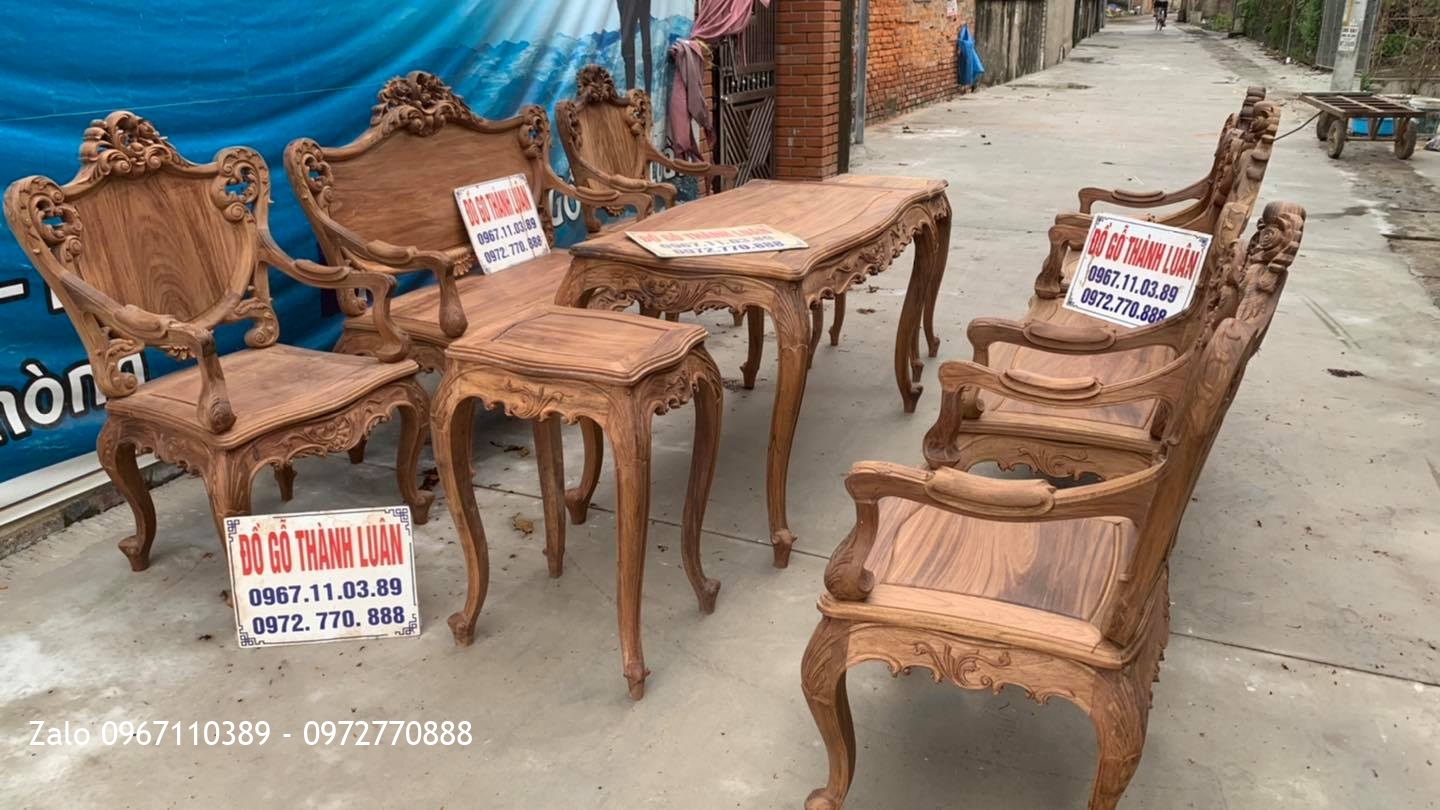 Bộ Ghế Lu-i (Louis) Gỗ Gụ Ta Quảng Bình Gồm 9 Món Bán Về Hà Nội