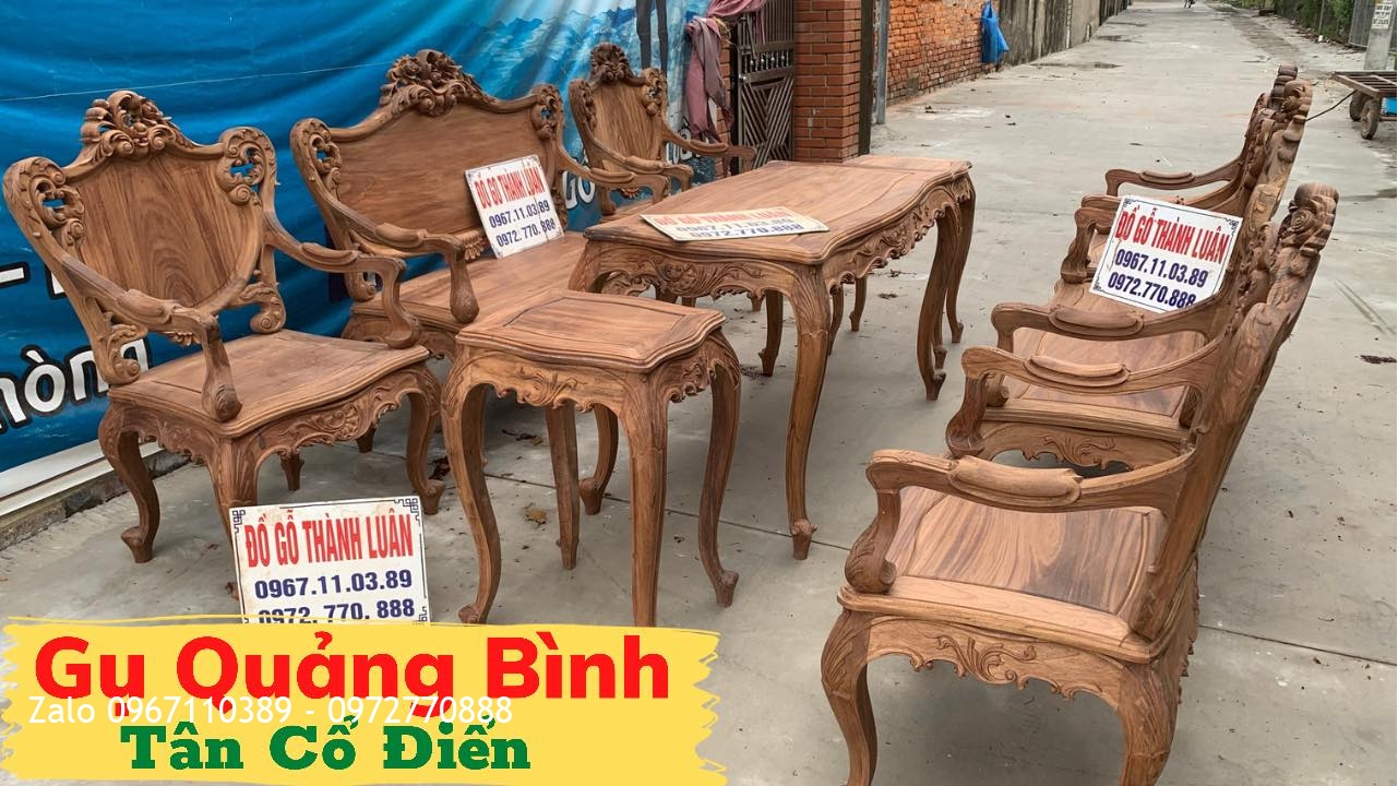 Bộ Ghế Lu-i (Louis) Gỗ Gụ Ta Quảng Bình Gồm 9 Món Bán Về Hà Nội