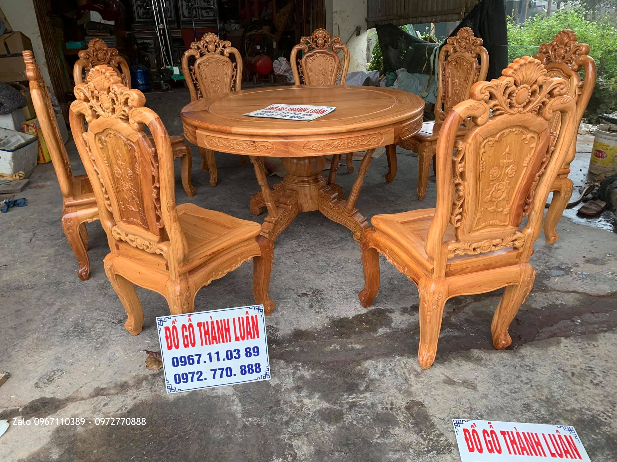 Bàn ghế ăn mẫu hoa lan tây lu-i gỗ hương và gỗ gõ đỏ