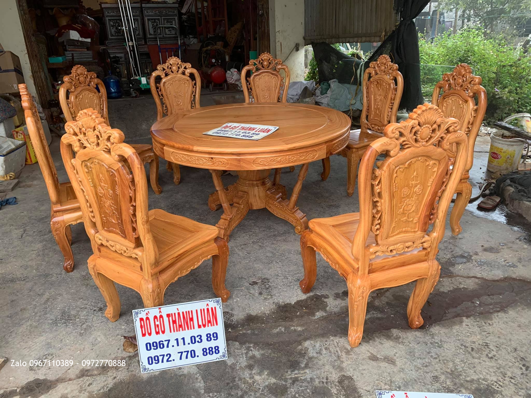 Bàn ghế ăn mẫu hoa lan tây lu-i gỗ hương và gỗ gõ đỏ