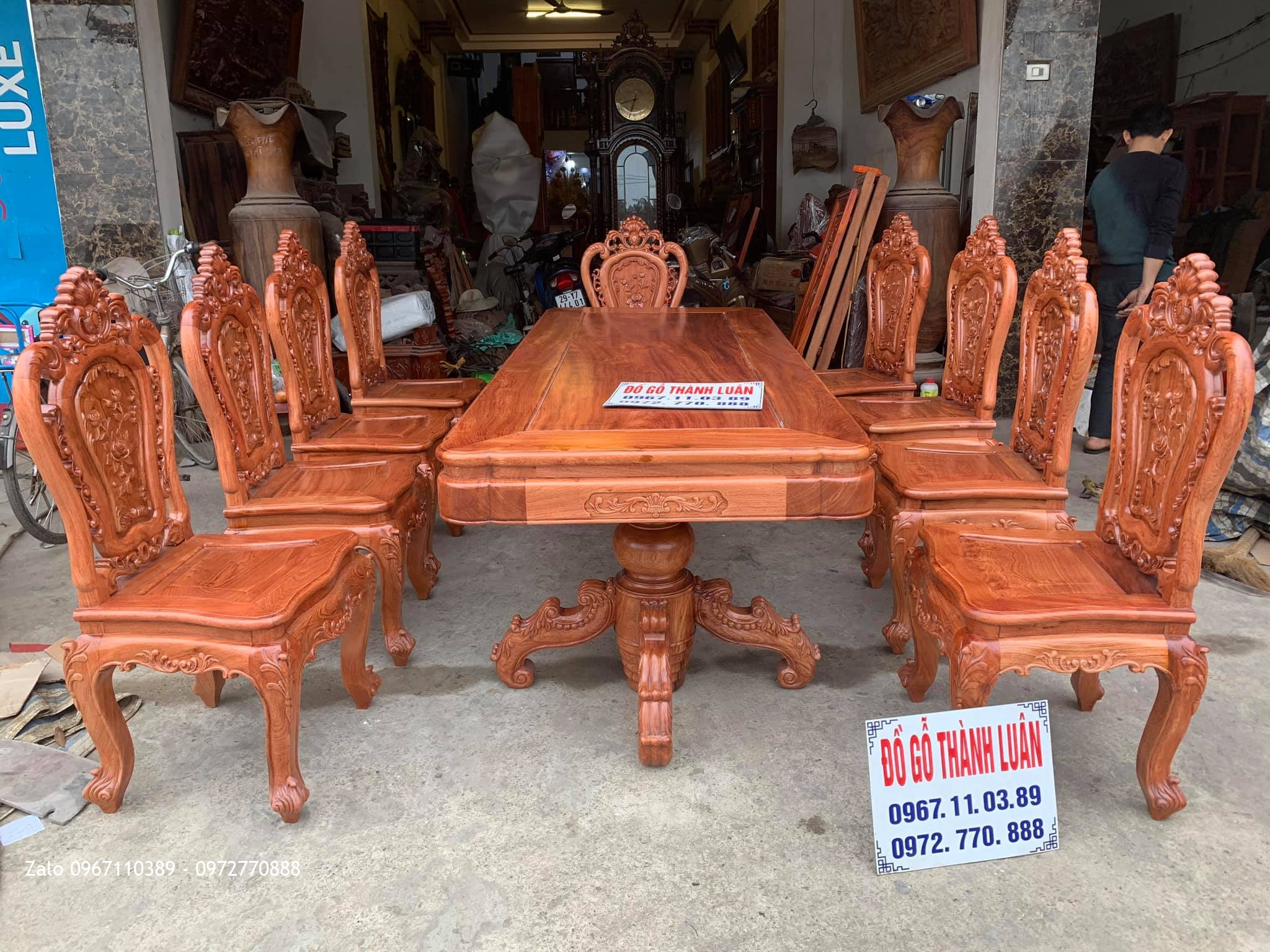 Bàn ghế ăn mẫu hoa lan tây lu-i gỗ hương và gỗ gõ đỏ..