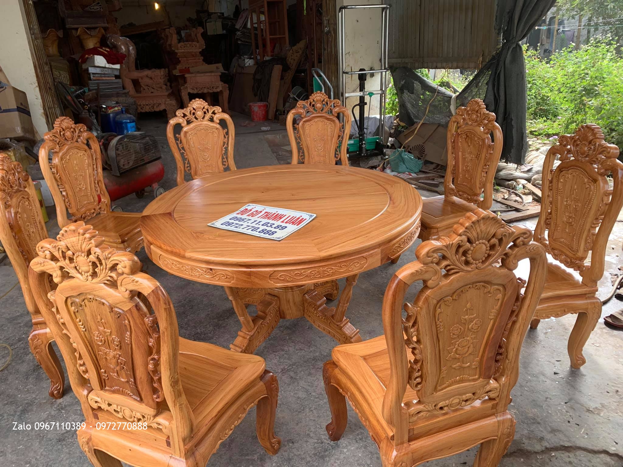 Bàn ghế ăn mẫu hoa lan tây lu-i gỗ hương và gỗ gõ đỏ: