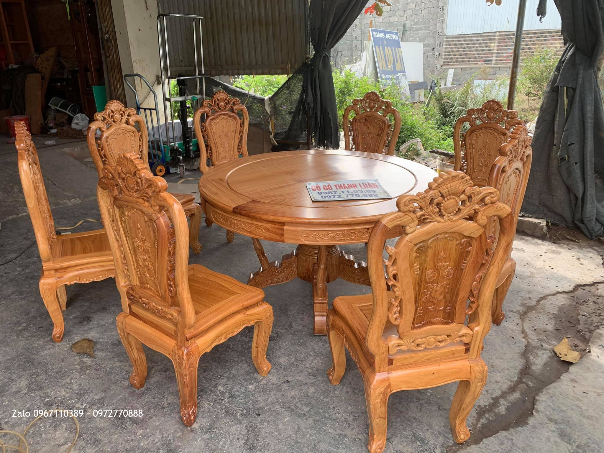 Bàn ghế ăn mẫu hoa lan tây lu-i gỗ hương và gỗ gõ đỏ: