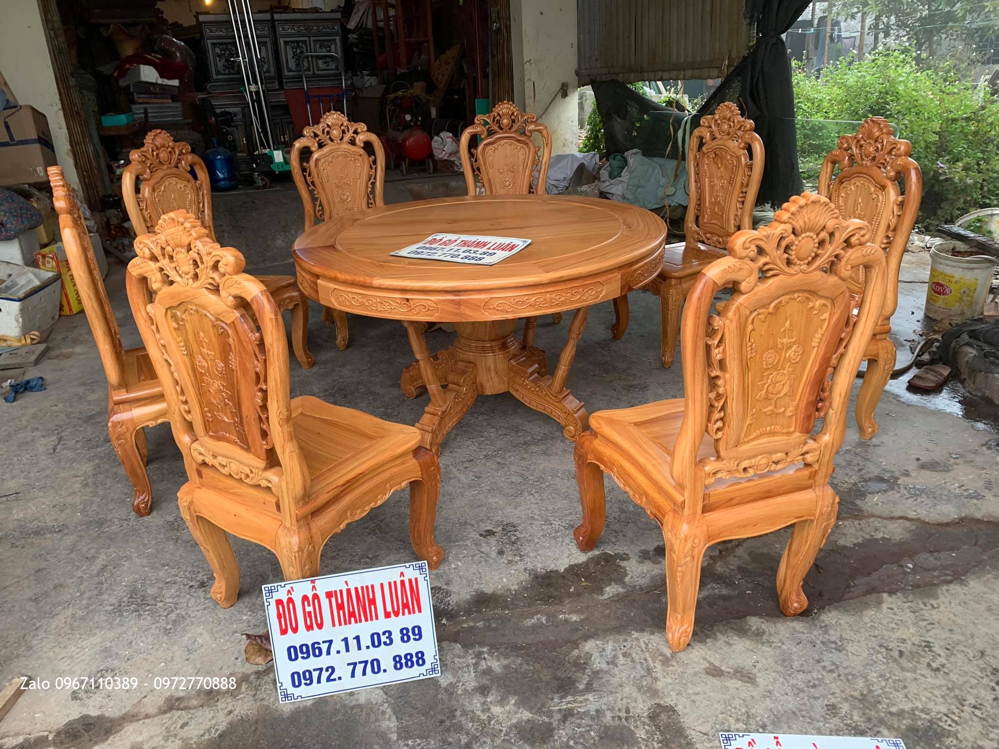 Bàn ghế ăn mẫu hoa lan tây lu-i gỗ hương và gỗ gõ đỏ::