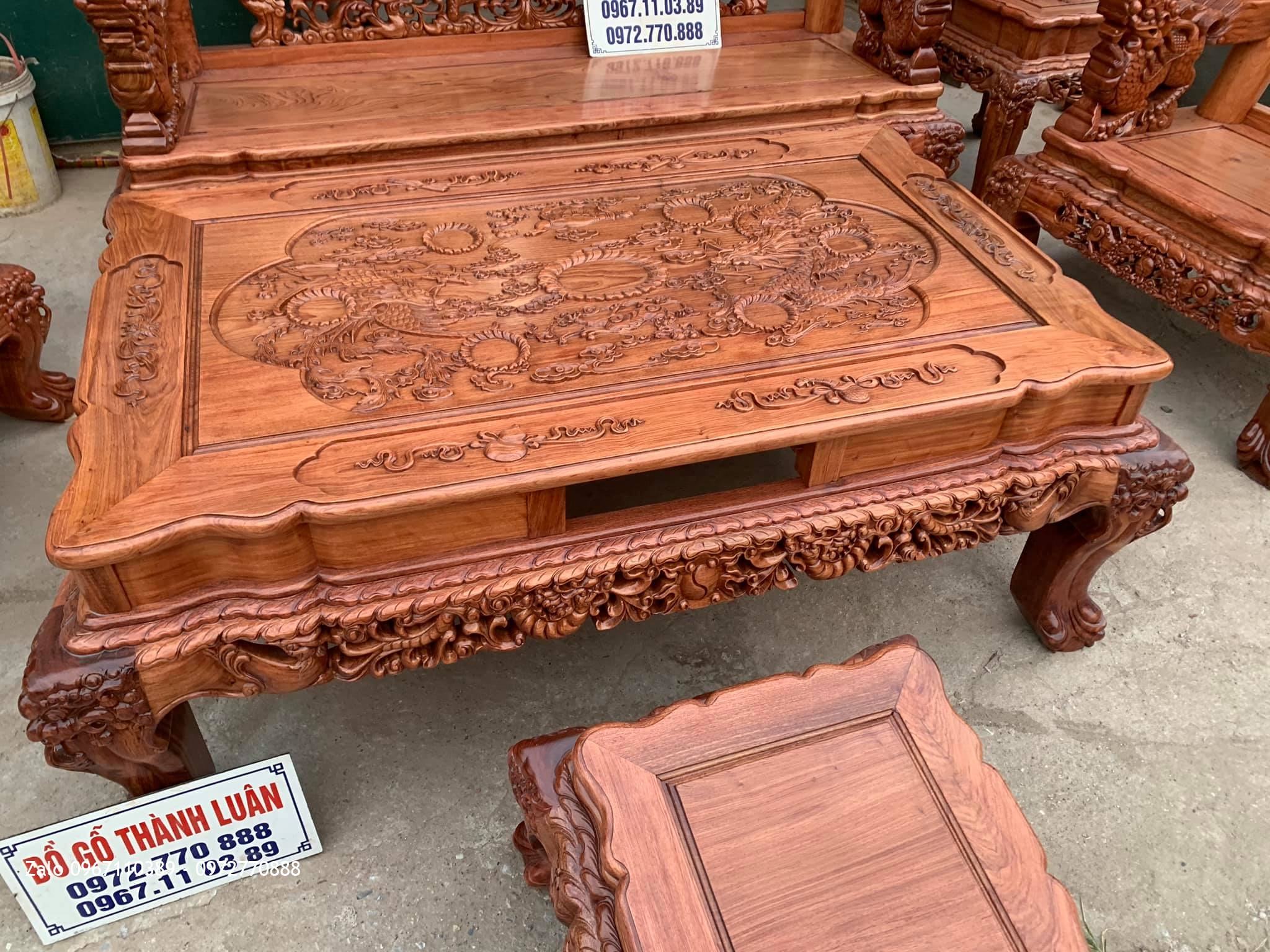 Bộ Bàn Ghế Nghê Bảo Đỉnh Gỗ Hương Đá Vip. C. Giáp Ngũ Thái Thuận Thành Bắc Ninh;