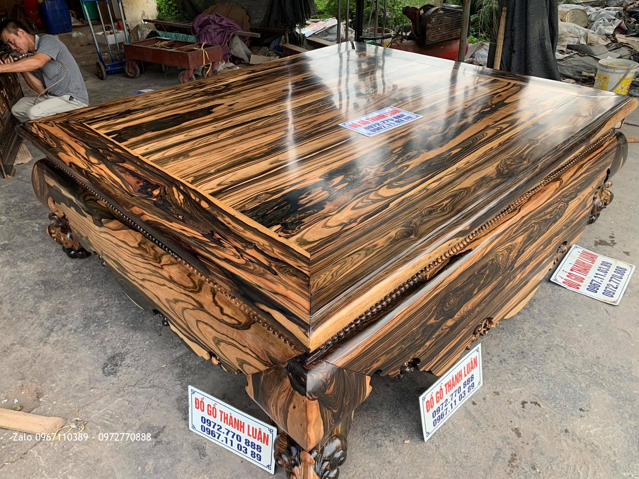 Sập Gỗ Mun Hoa Da Báo Siêu To Khổng Lồ,Siêu Vân,Siêu Víp