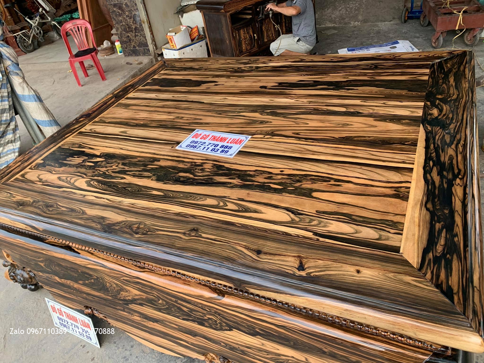 Sập Gỗ Mun Hoa Da Báo Siêu To Khổng Lồ,Siêu Vân,Siêu Víp -